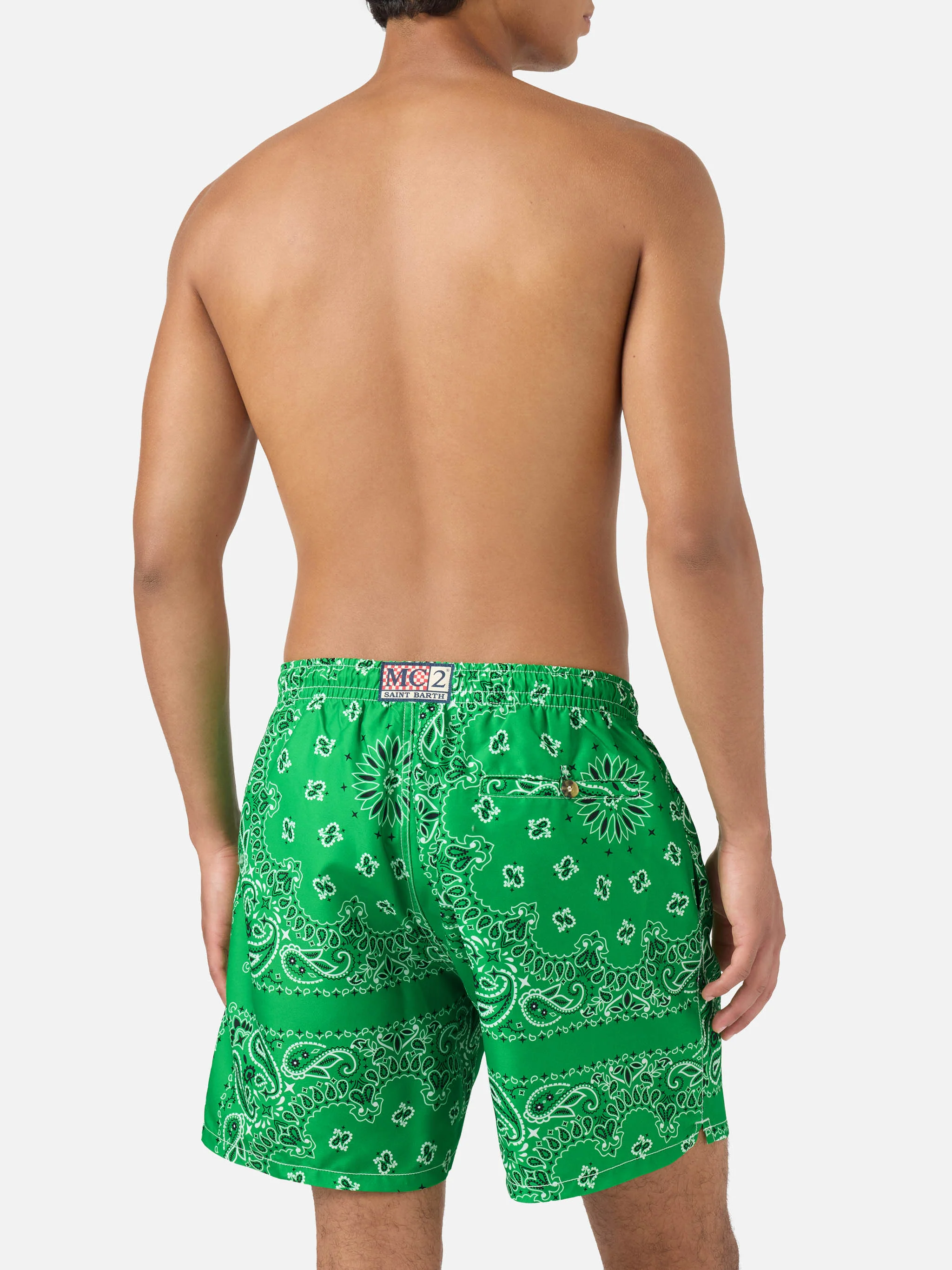Green bandana Caprese swim shorts - Image 5