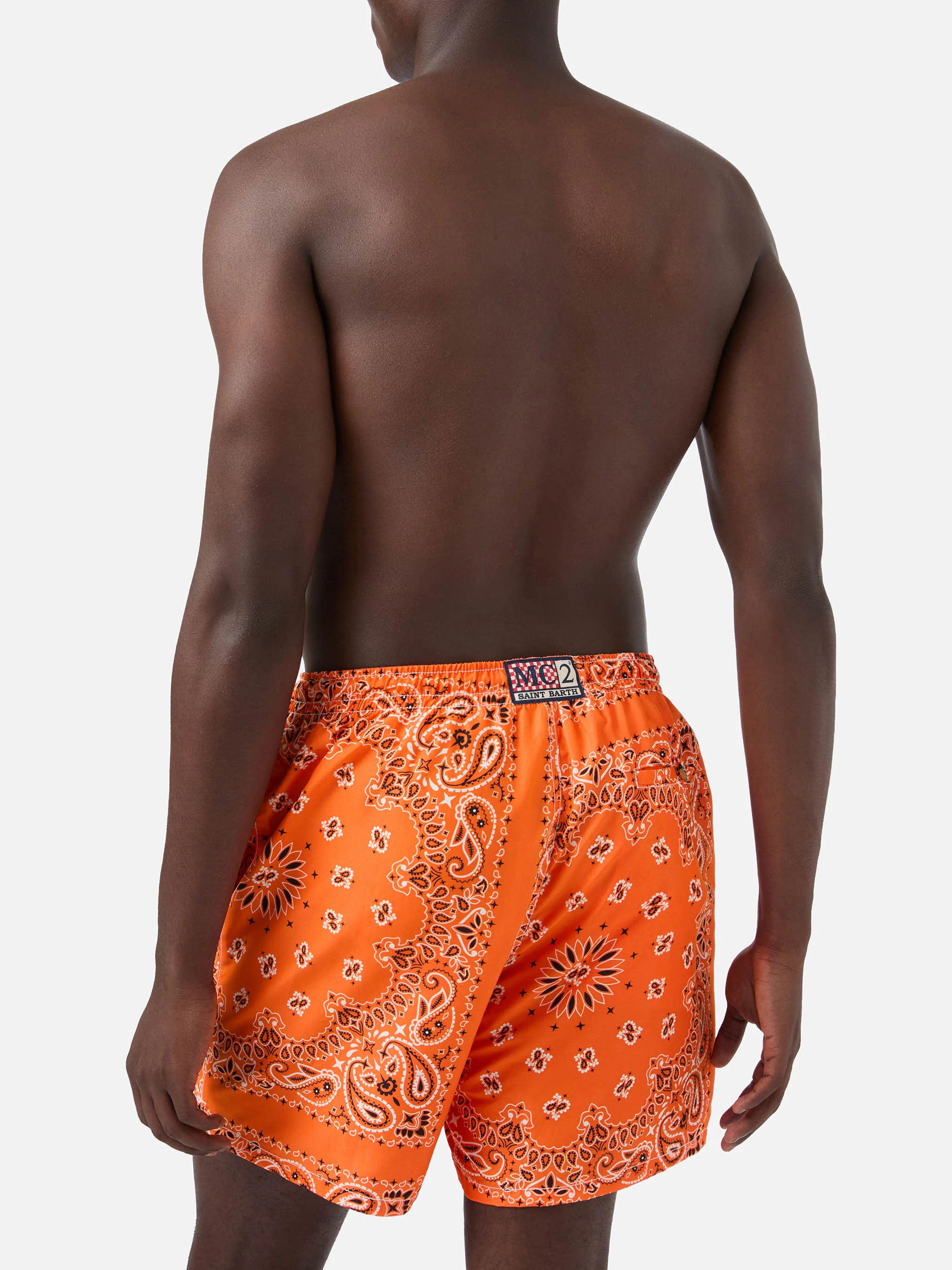 Orange bandana Caprese swim shorts - Image 5
