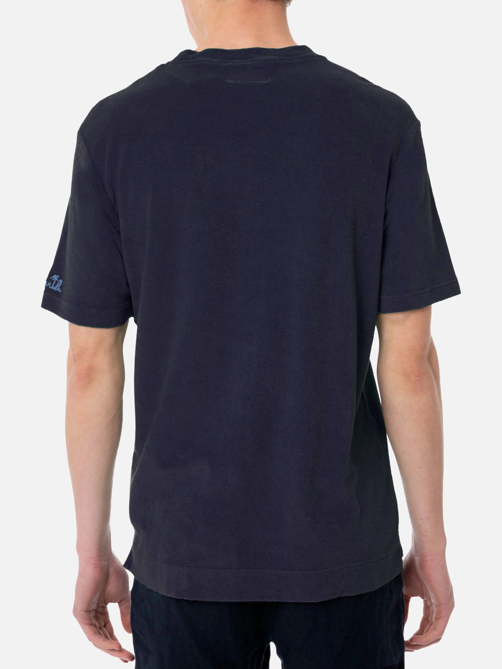 Gary navy terry t-shirt with pocket - Image 4