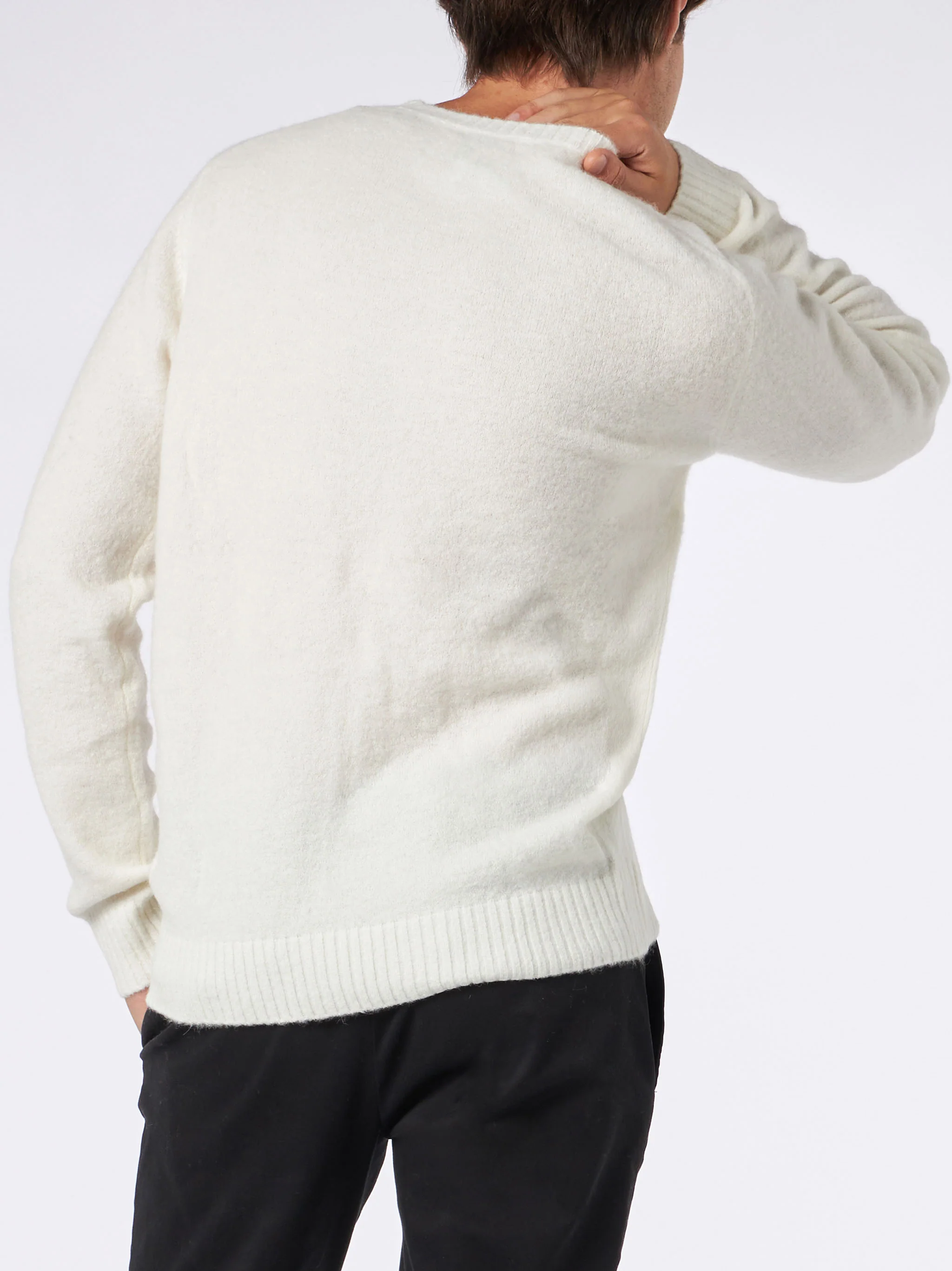 Man white stretch wool sweater with St. Barth embroidery - Image 3