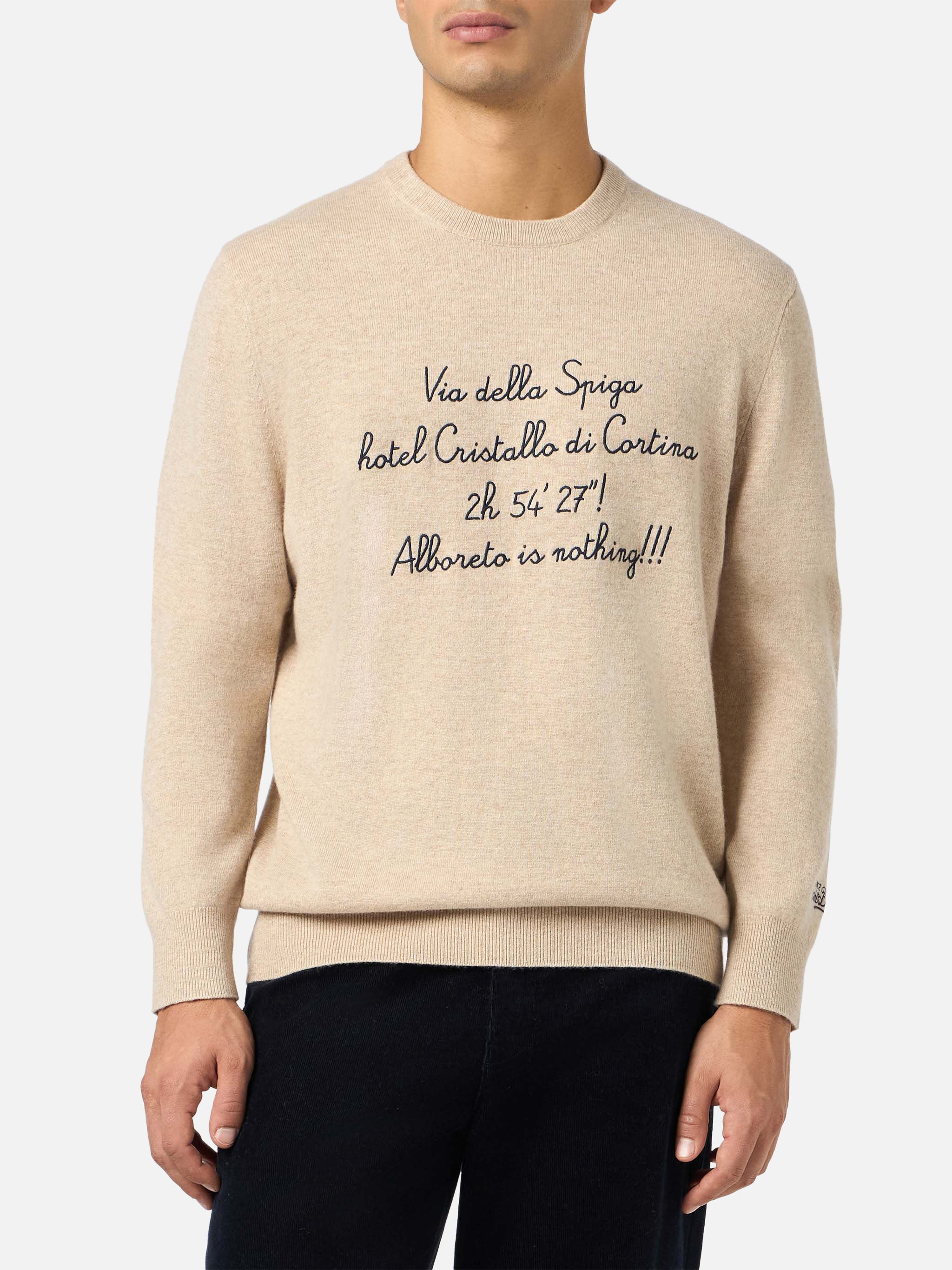 Crewneck Heron Light with Via della Spiga... embroidery | VACANZE DI NATALE SPECIAL EDITION