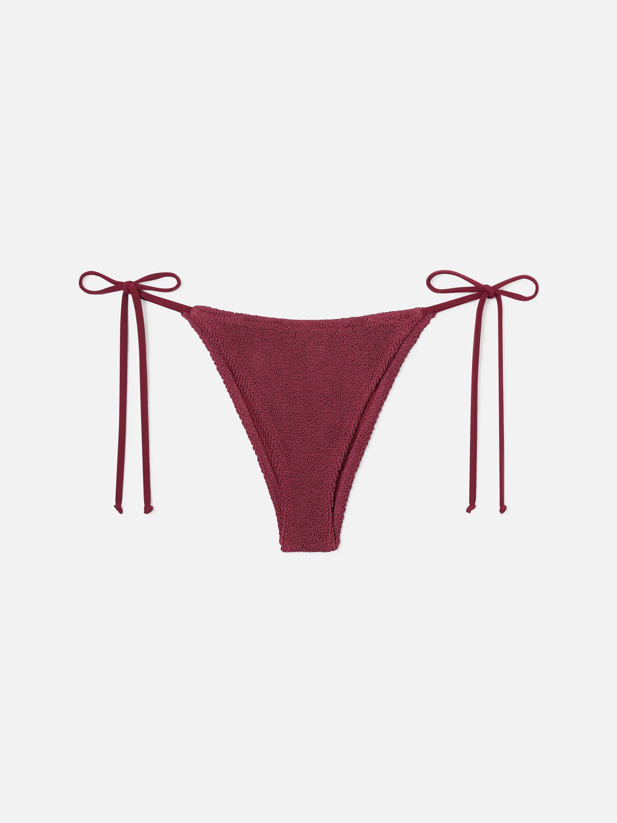Marielle brazilian bikini bottoms in burgundy crinkle fabric