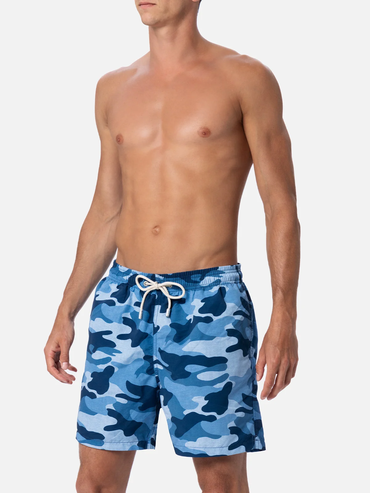 Mid-length Gustavia swim-shorts with denim camouflage print - Image 3