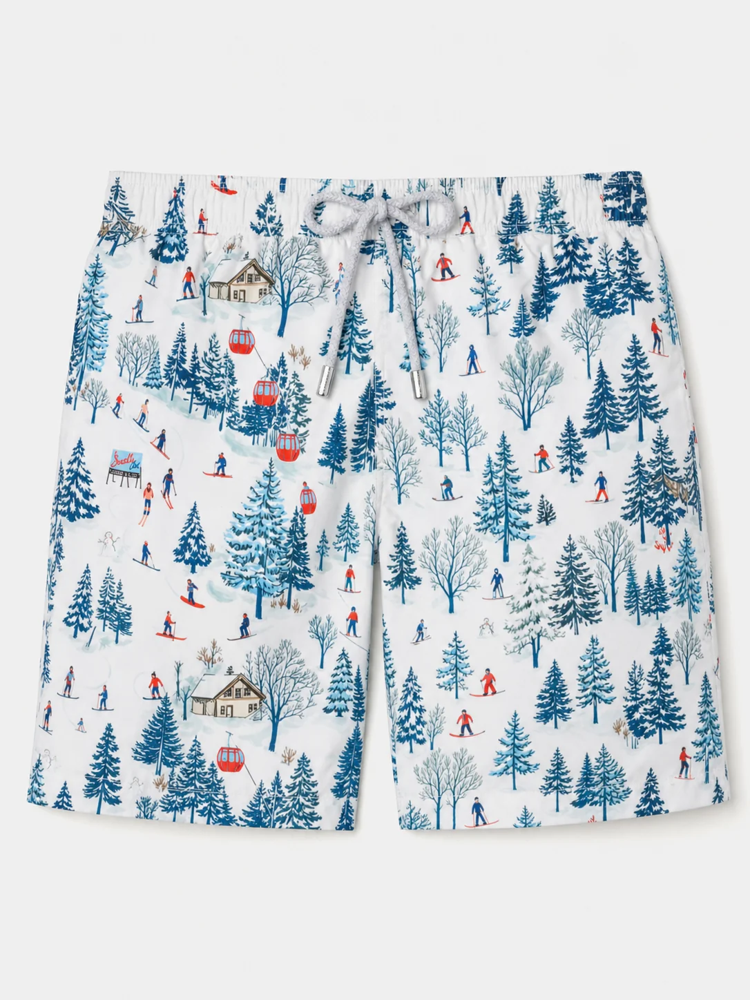 Mid-length Gustavia swim-shorts with ski landscape print