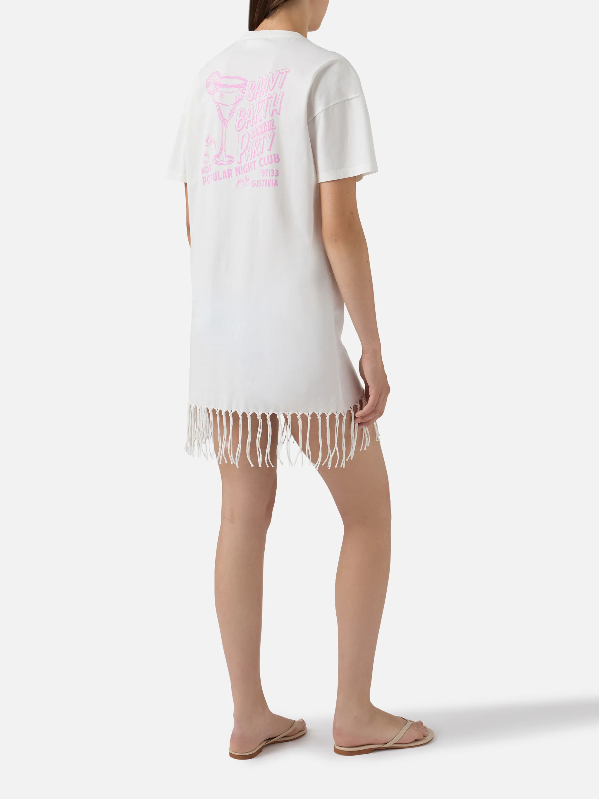 Midi Sereia dress in white with St. Barth Cocktail Party print - Image 3