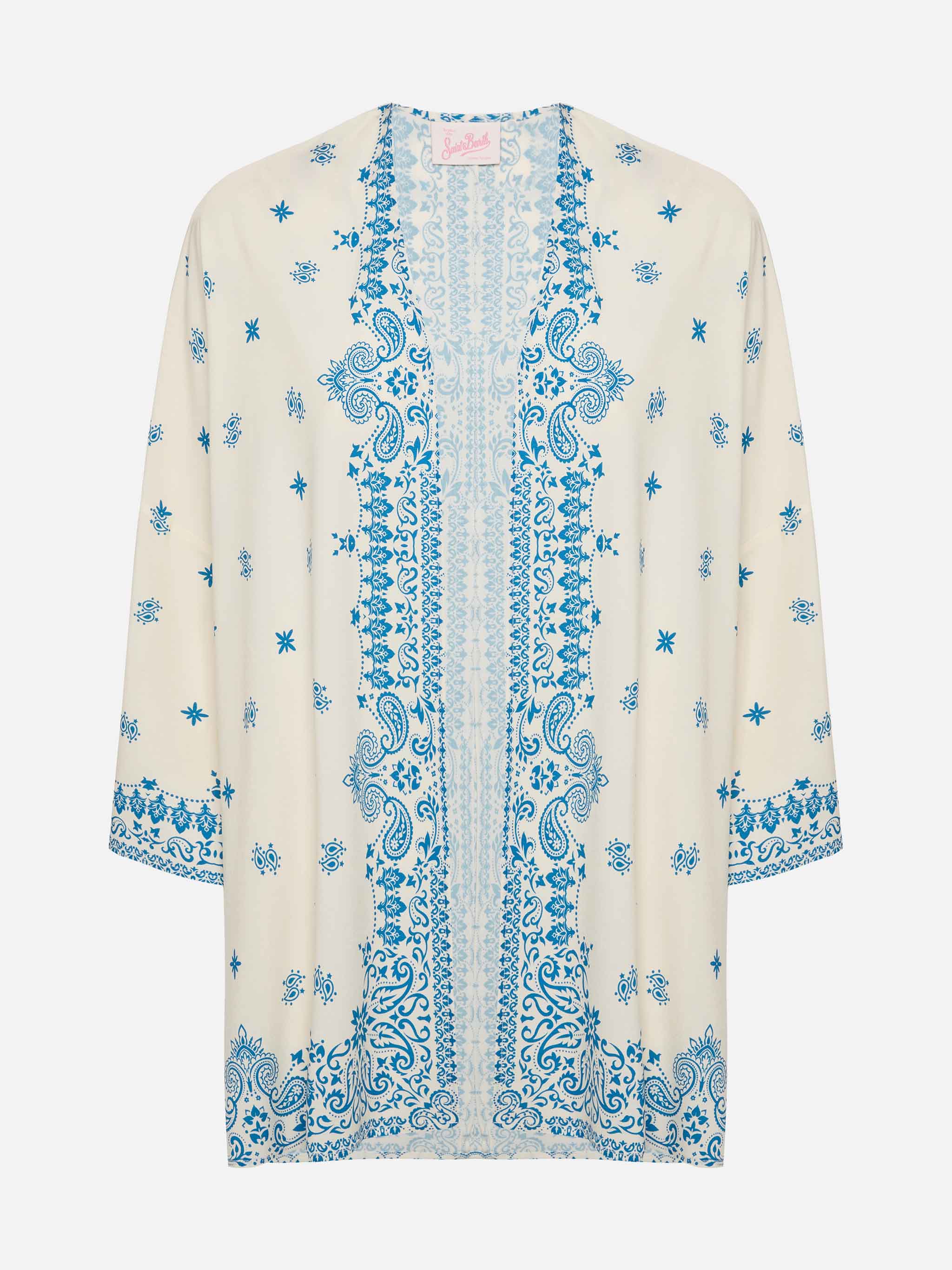 Milos kimono jacket with bandana placed print