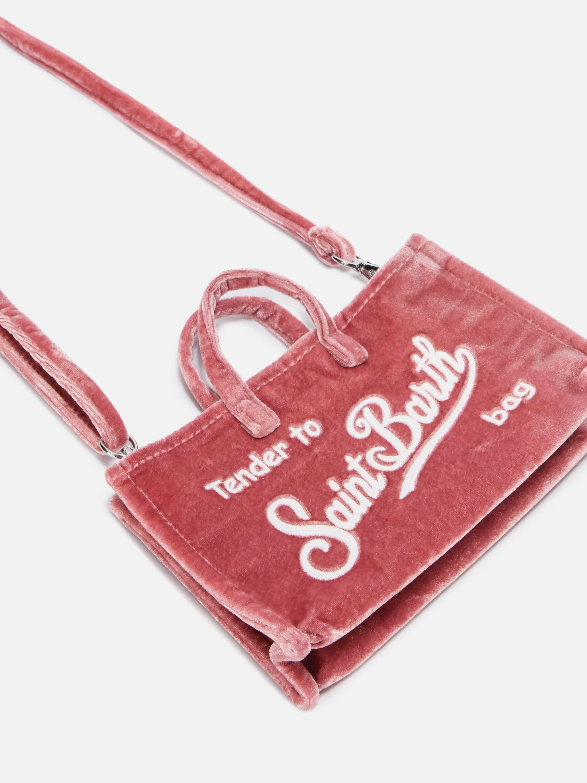 Mini Phone Bag Velvet in pink velvet - Image 3