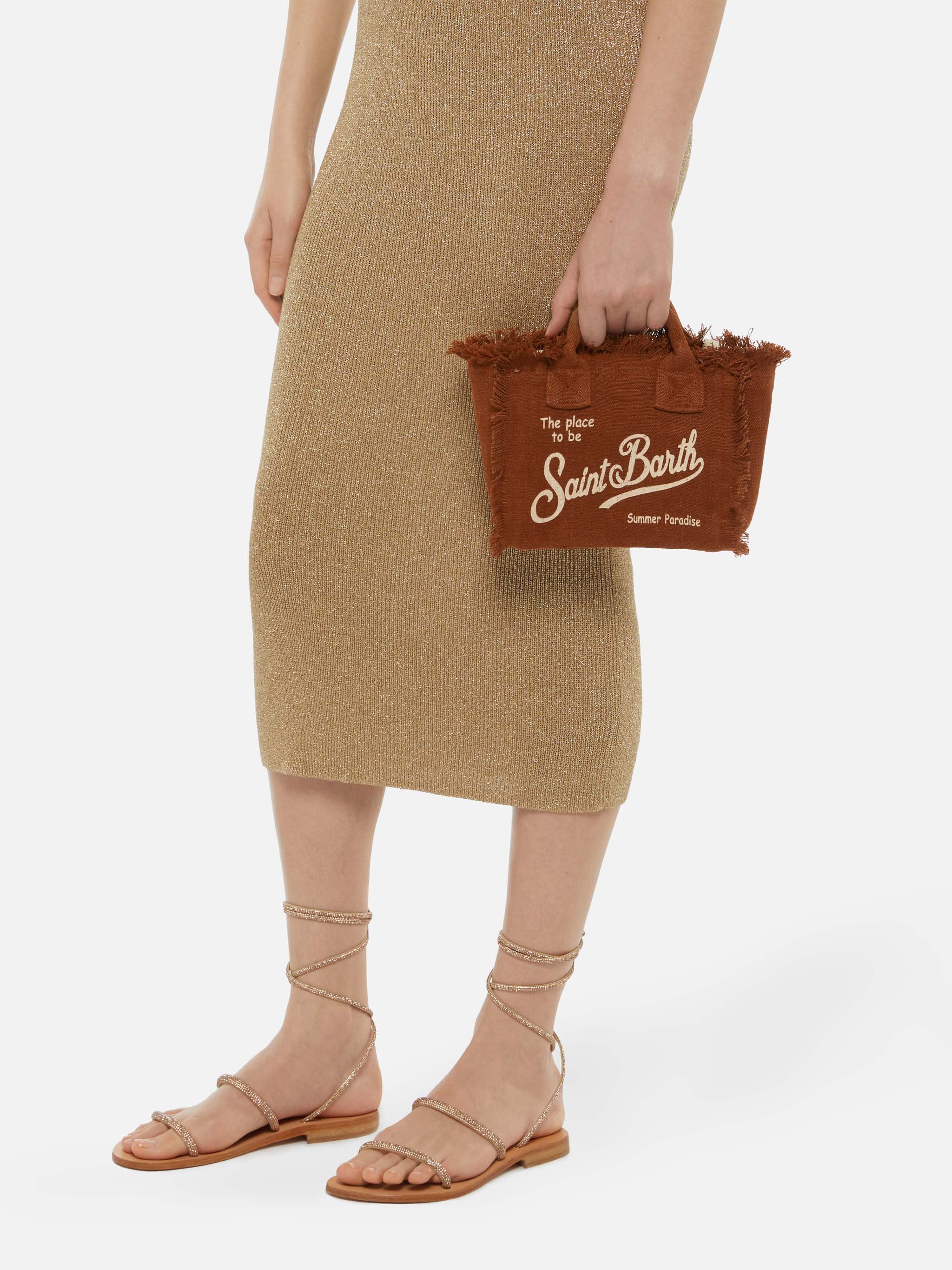 Mini Vanity brown bag IN 100% LINEN - Image 2