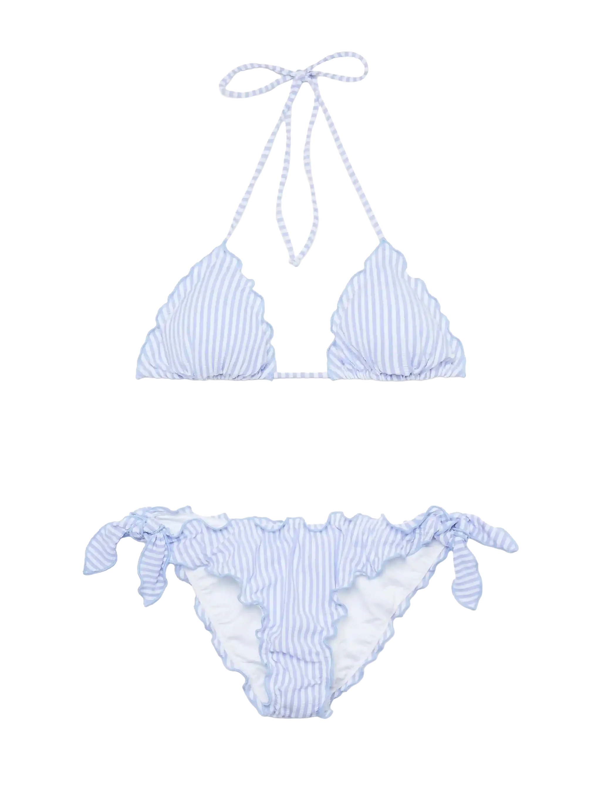 Classic seersucker triangle bikini Sagittarus Moon with striped print