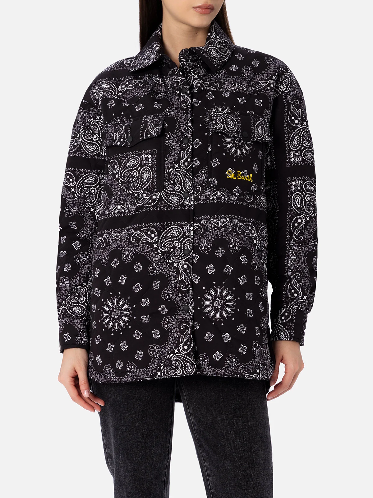 Kimmy black bandana print padded jacket