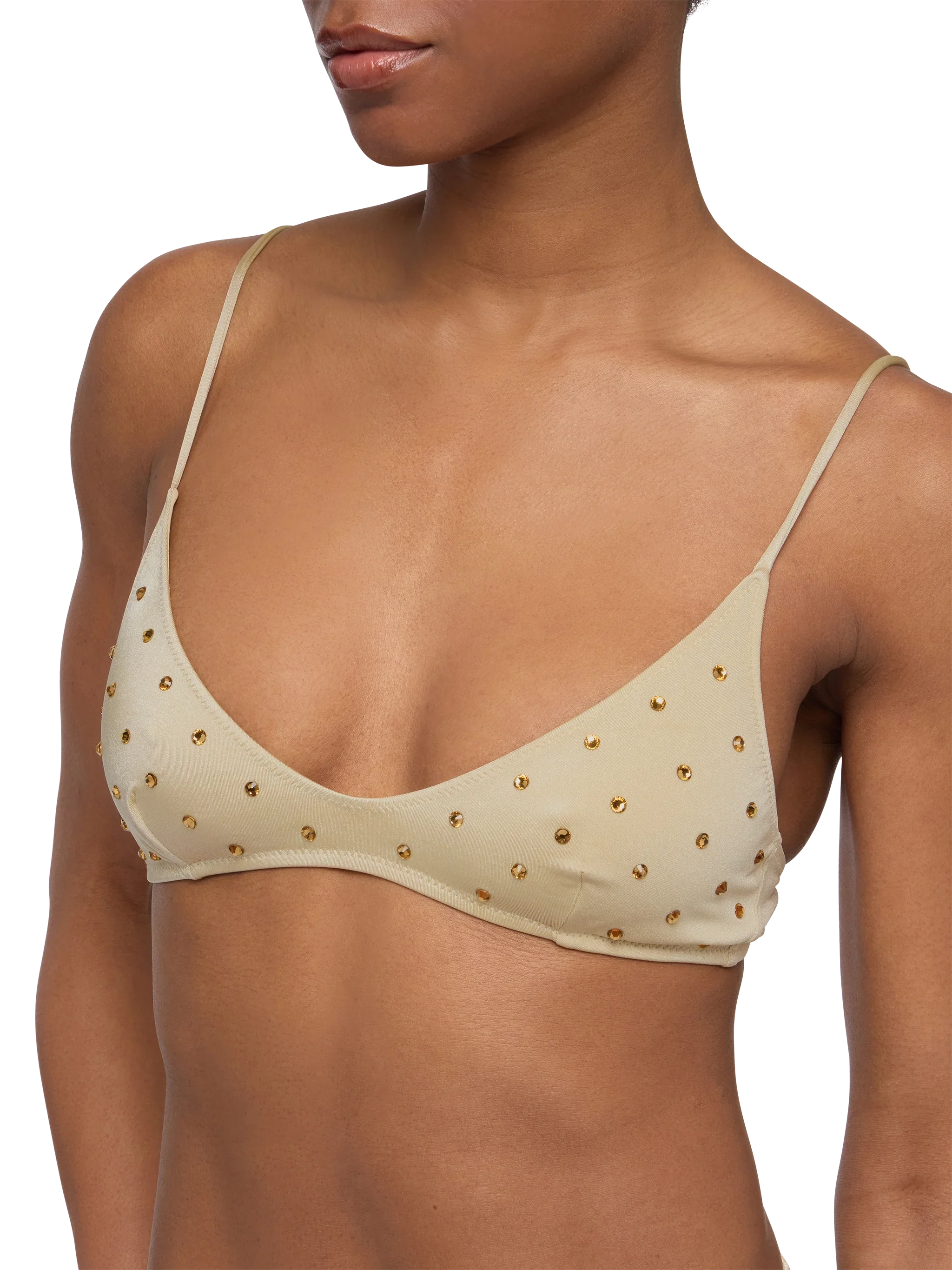 Scoop bralette bikini Paloma Naomi in gold with big rhinestone embellishment - Image 2