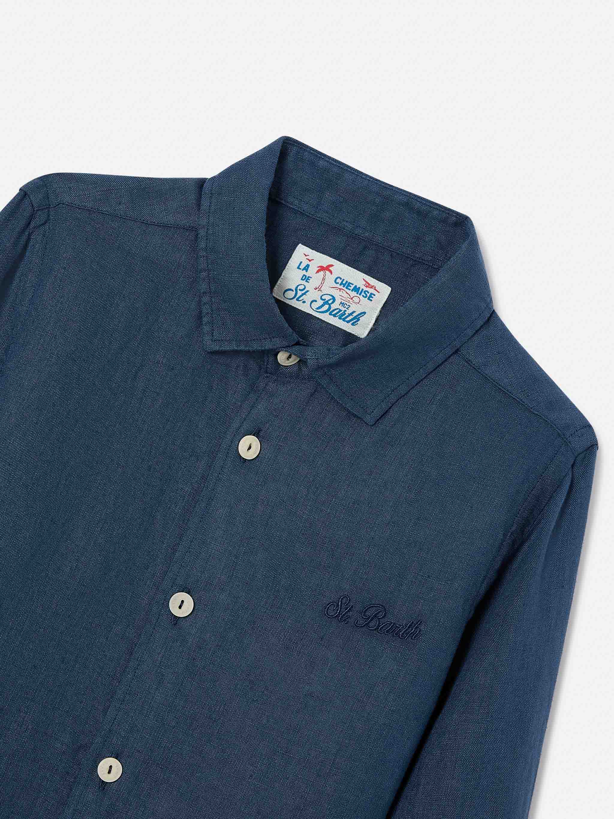 Navy blue blue Agnes shirt in linen - Image 2
