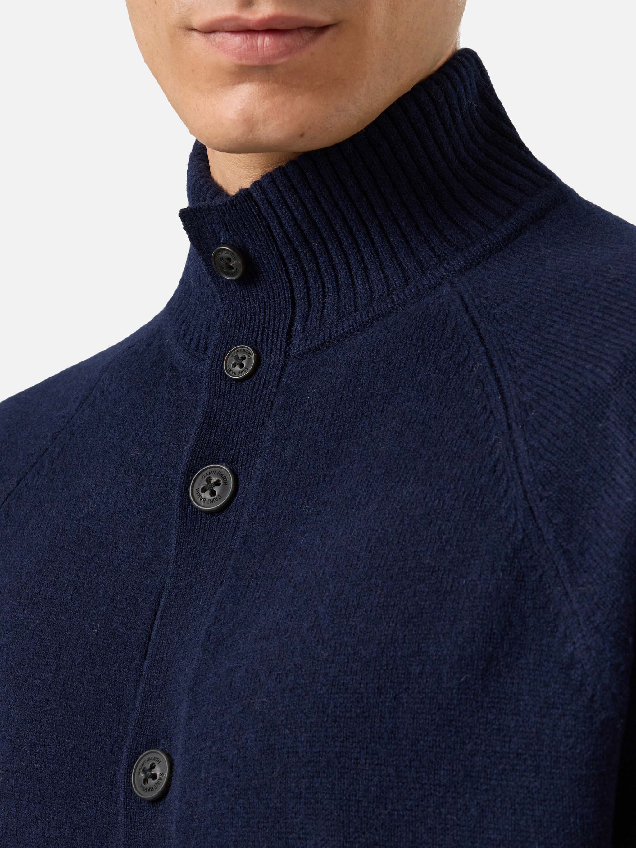 Navy blue cardigan Galway in 100% lambswool - Image 2