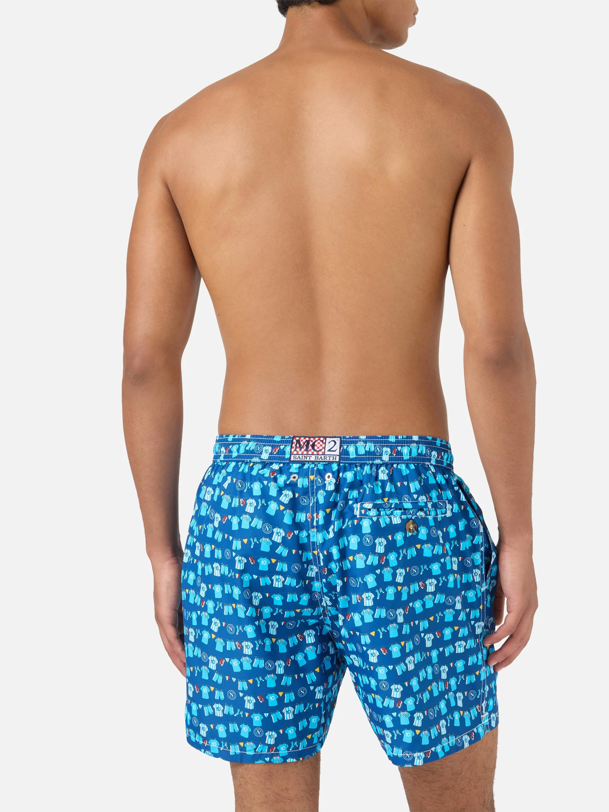 Navy blue Lighting Micro Fantasy swim shorts with SSC Napoli Balconi print | SSC NAPOLI SPECIAL EDITION - Image 5