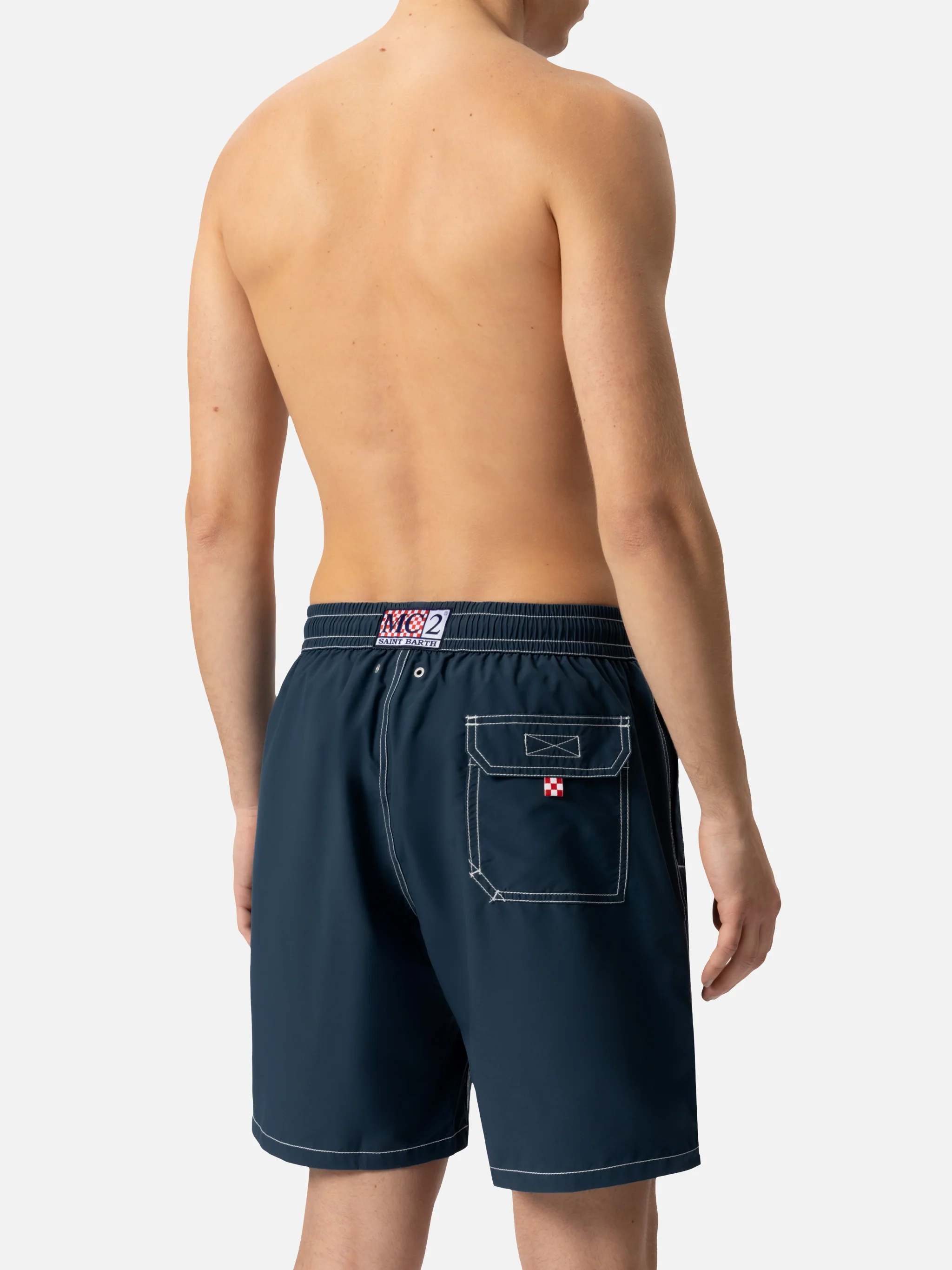 Navy blue long swim shorts Patmos - Image 5