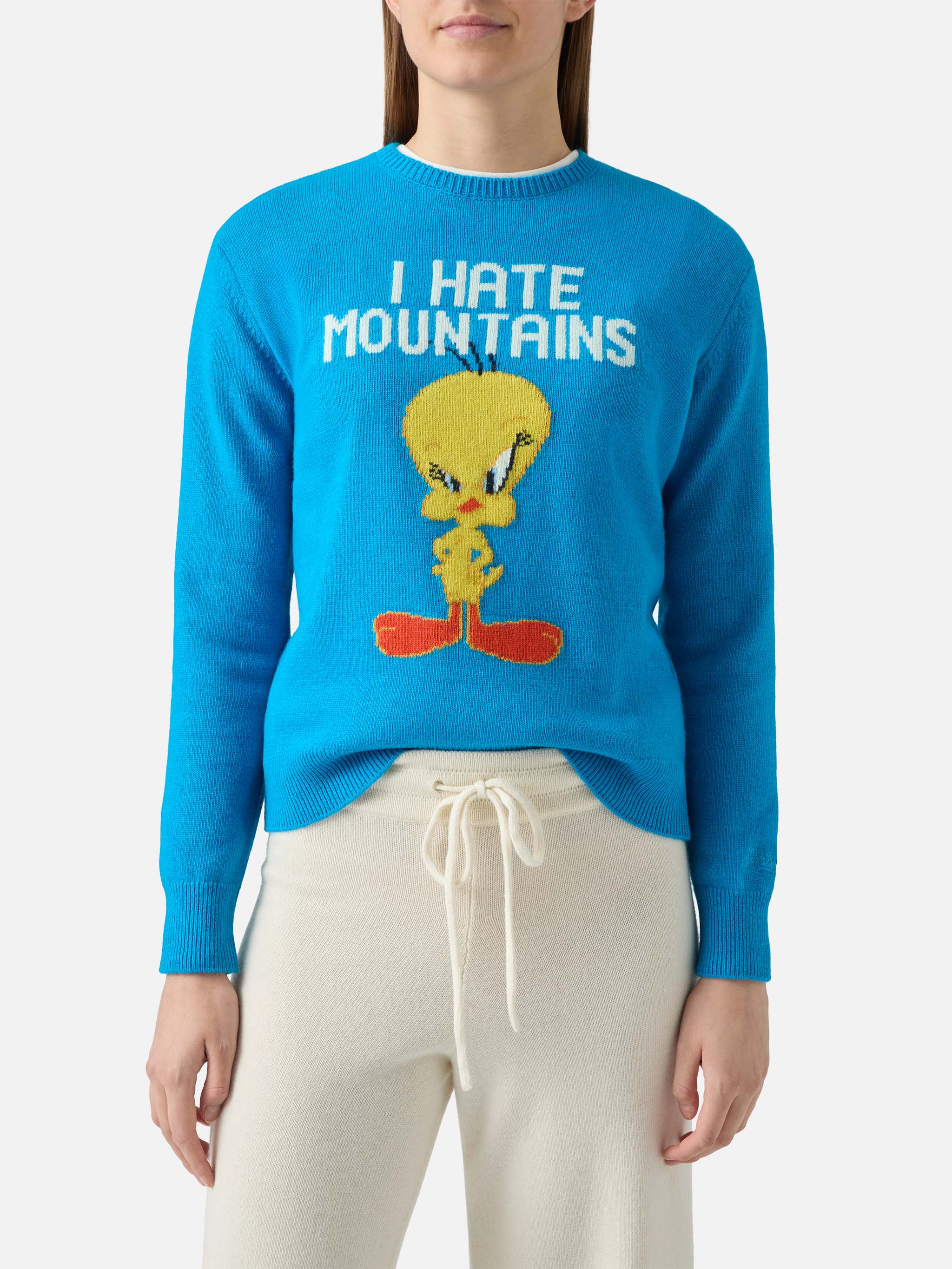 New Queen crewneck in grey with Tweety jacquard | WARNER BROS. SPECIAL EDITION