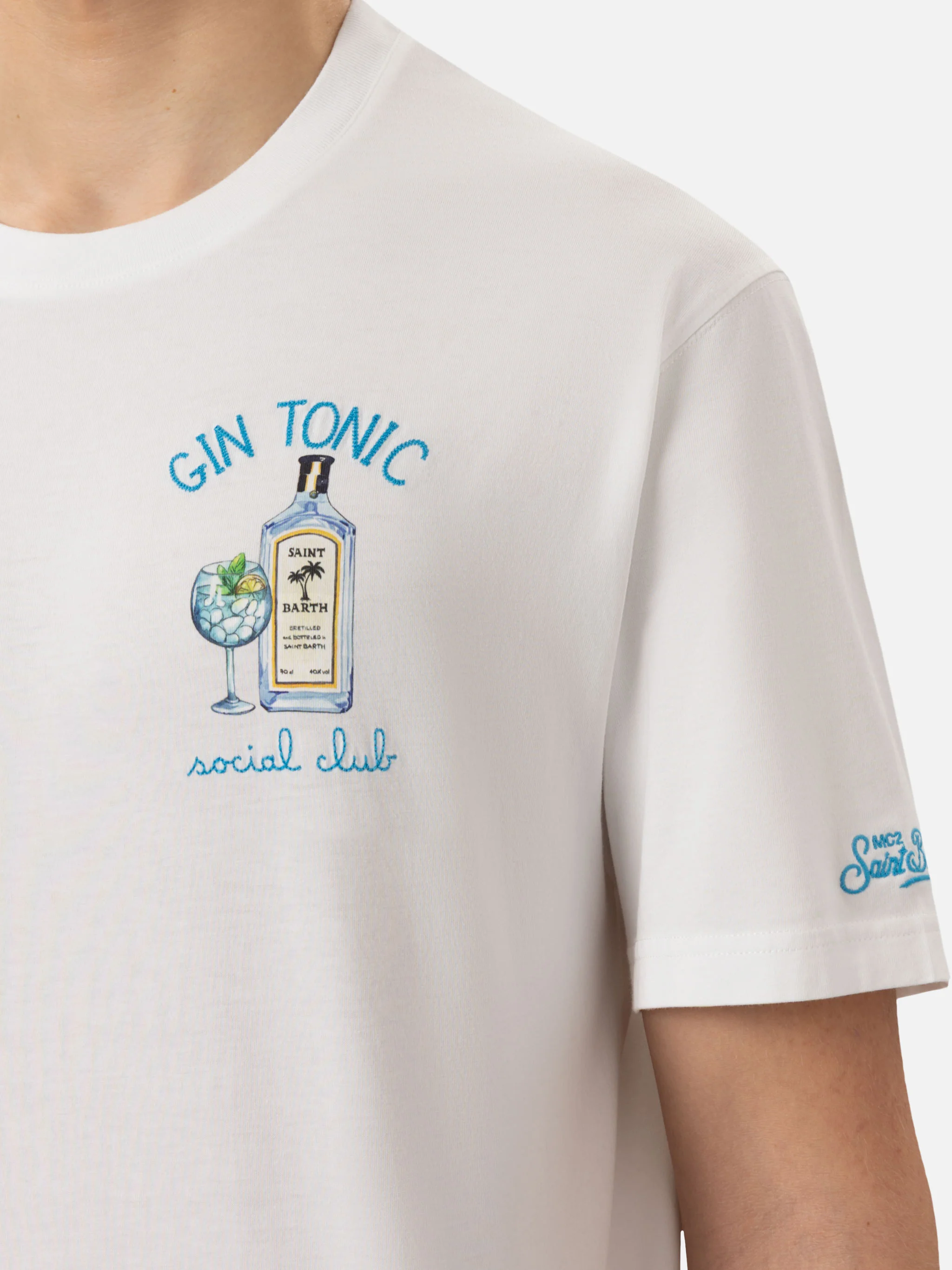 T-shirt with gin tonic social club embroidery