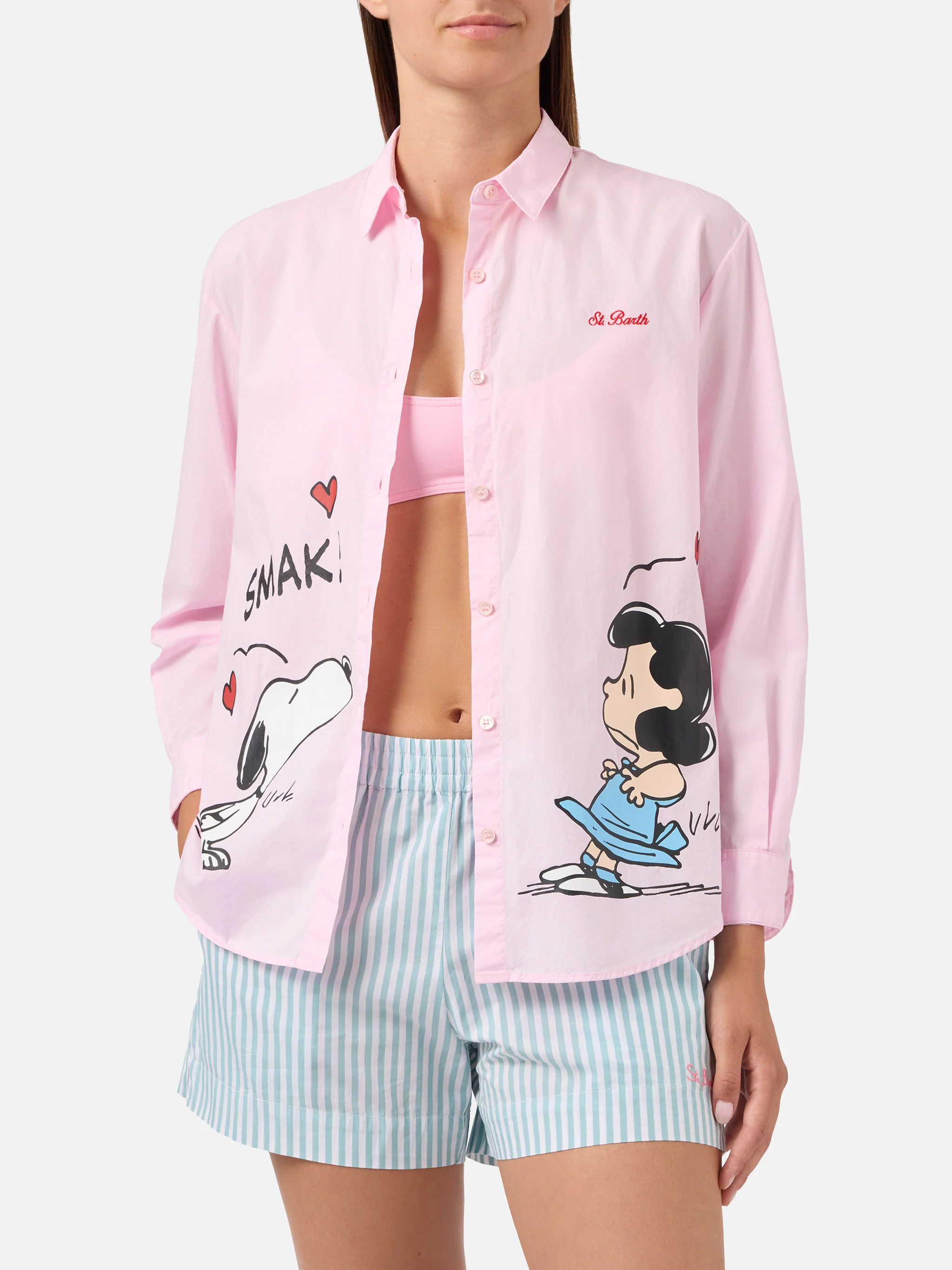 Pink Brigitte shirt with Snoopy and Lucy print | Special Edition - Image 2