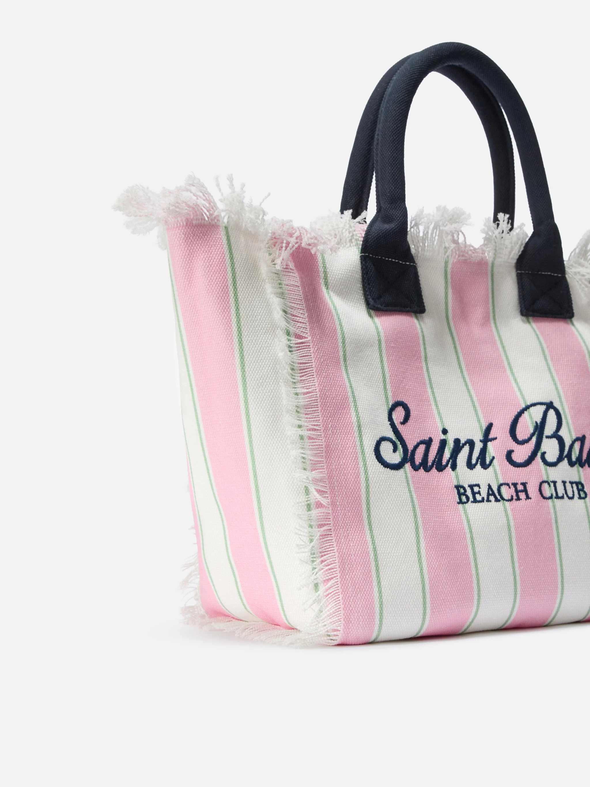 Pink canvas Vanity regular bag with vertical stripes - Image 3
