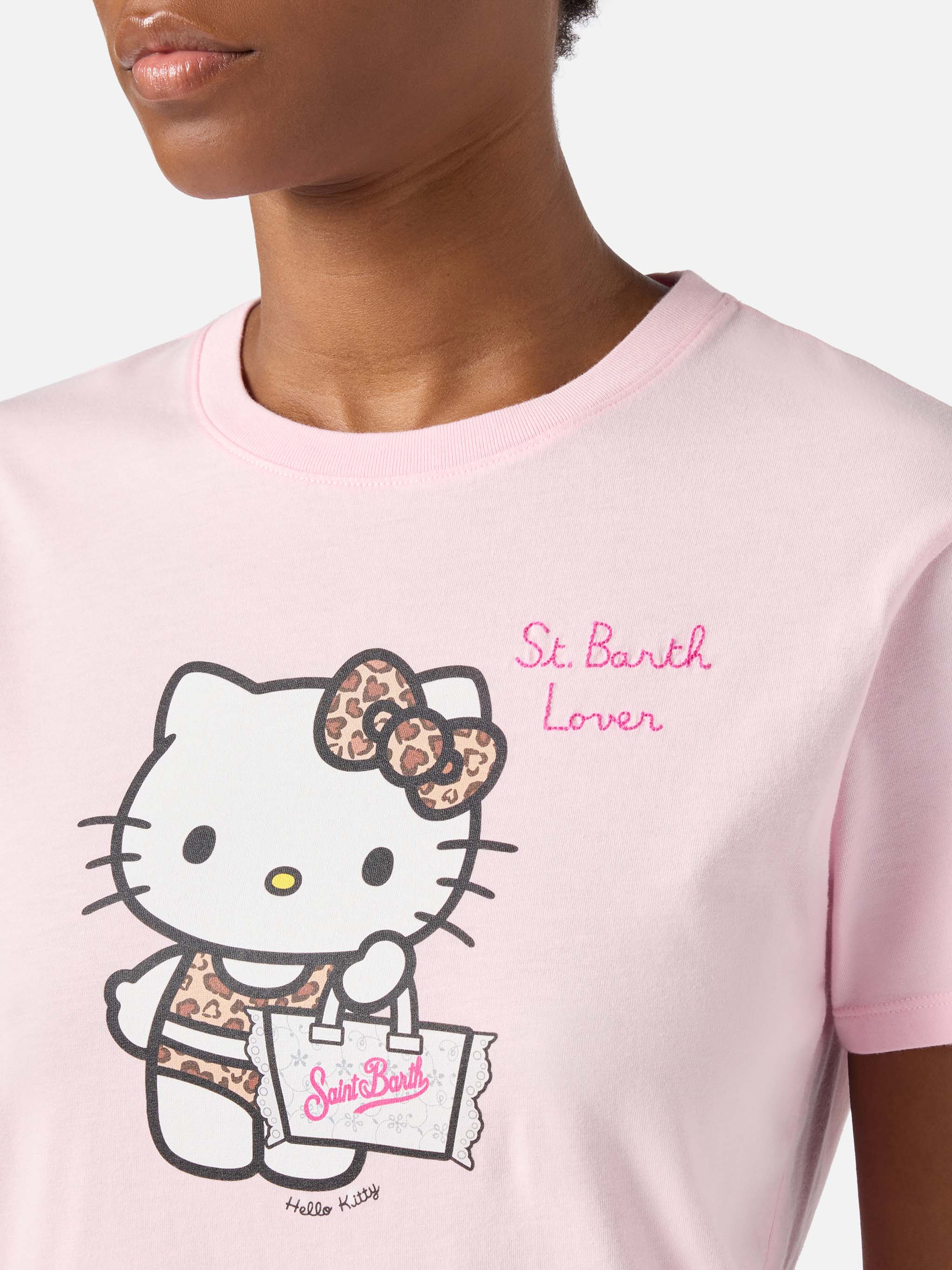 Pink Emilie T-shirt with Hello Kitty print and St. Barth Lover embroidery | Special edition - Image 2
