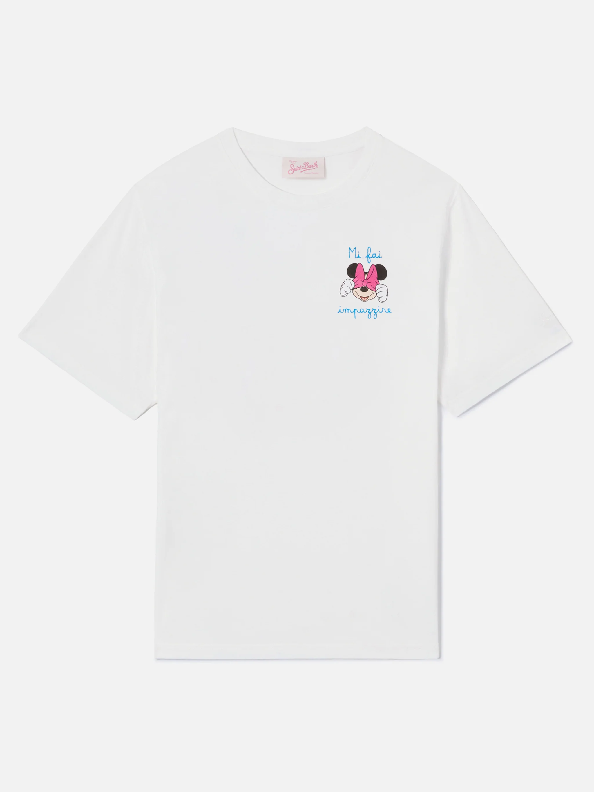 Pink Emilie T-shirt with Minnie print and Mi fai impazzire embroidery | Special edition - Image 4
