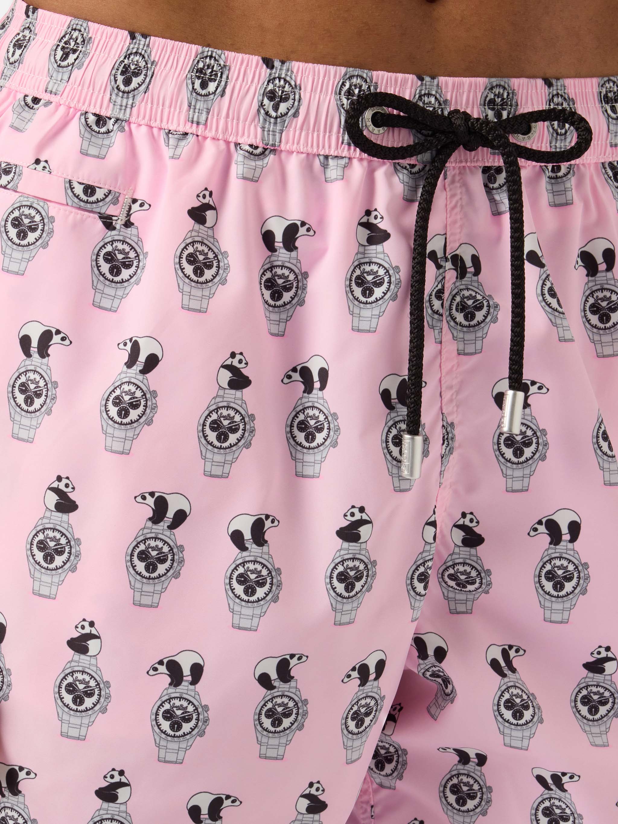 Pink Lighting Micro swim shorts with panda and watches all-over print - Image 4