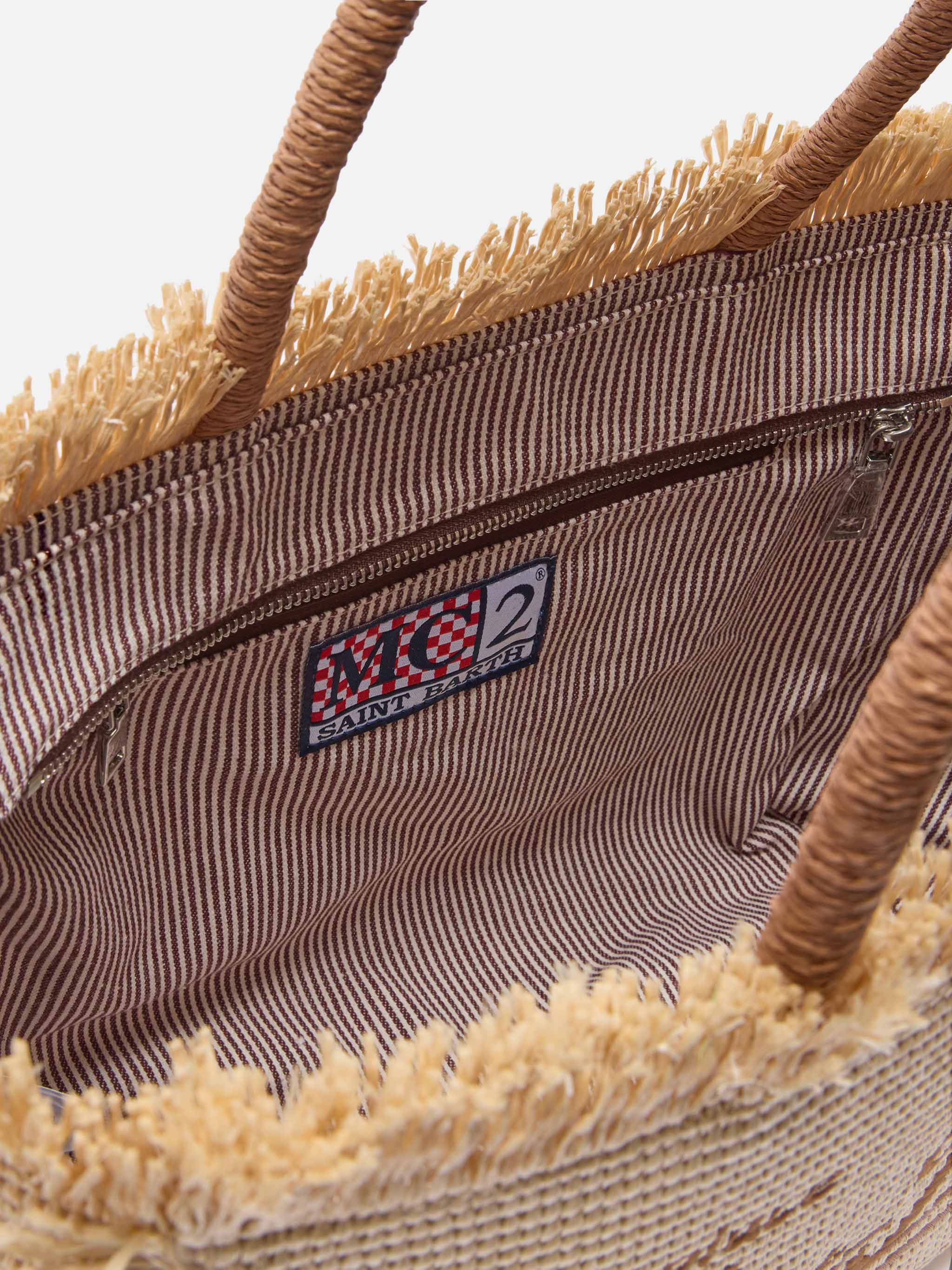 Regular Vanity straw effect bag with embroidered logo - Image 5