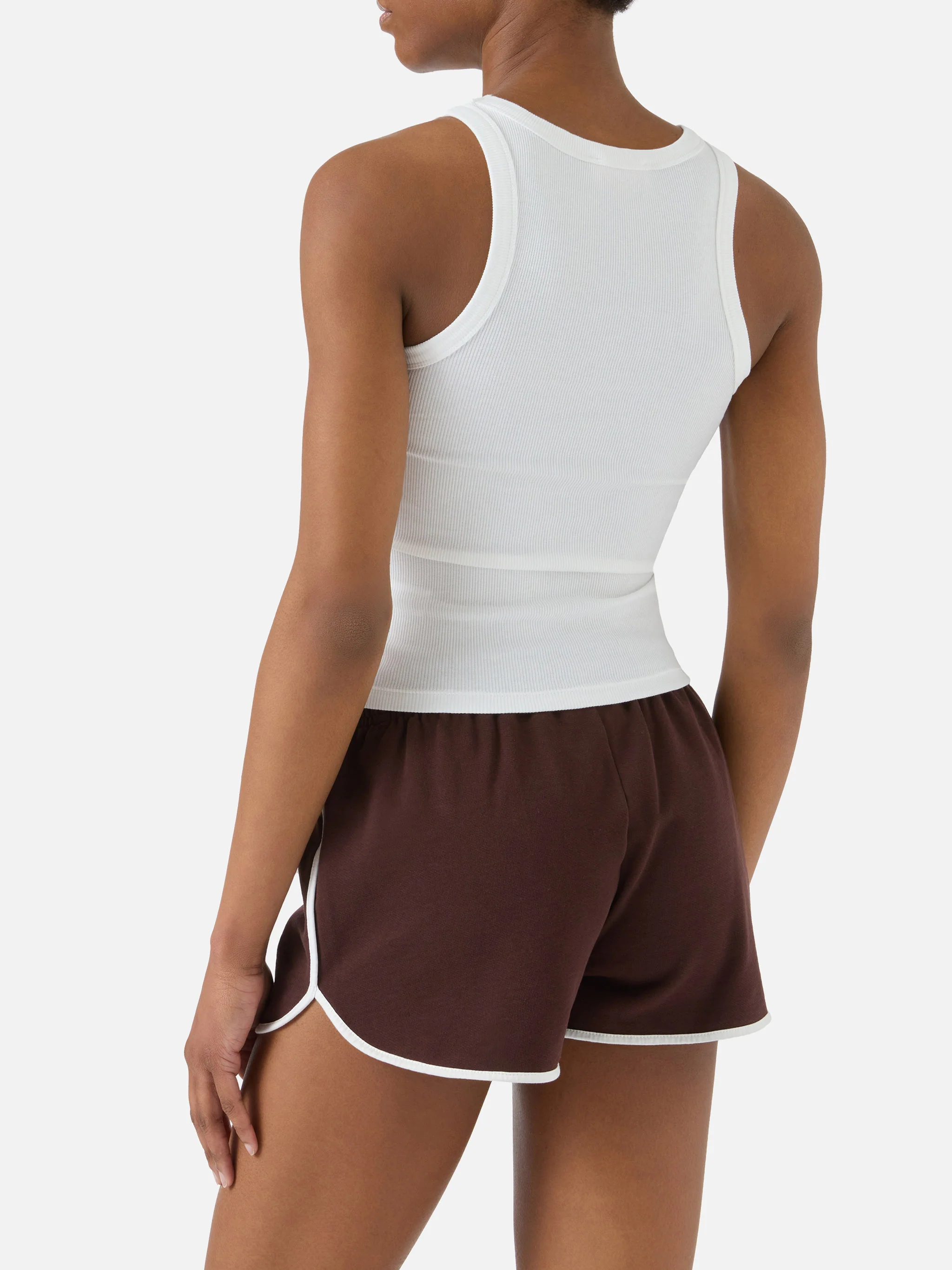 Ribbed white Ada tank top with raised logo patch - Image 4