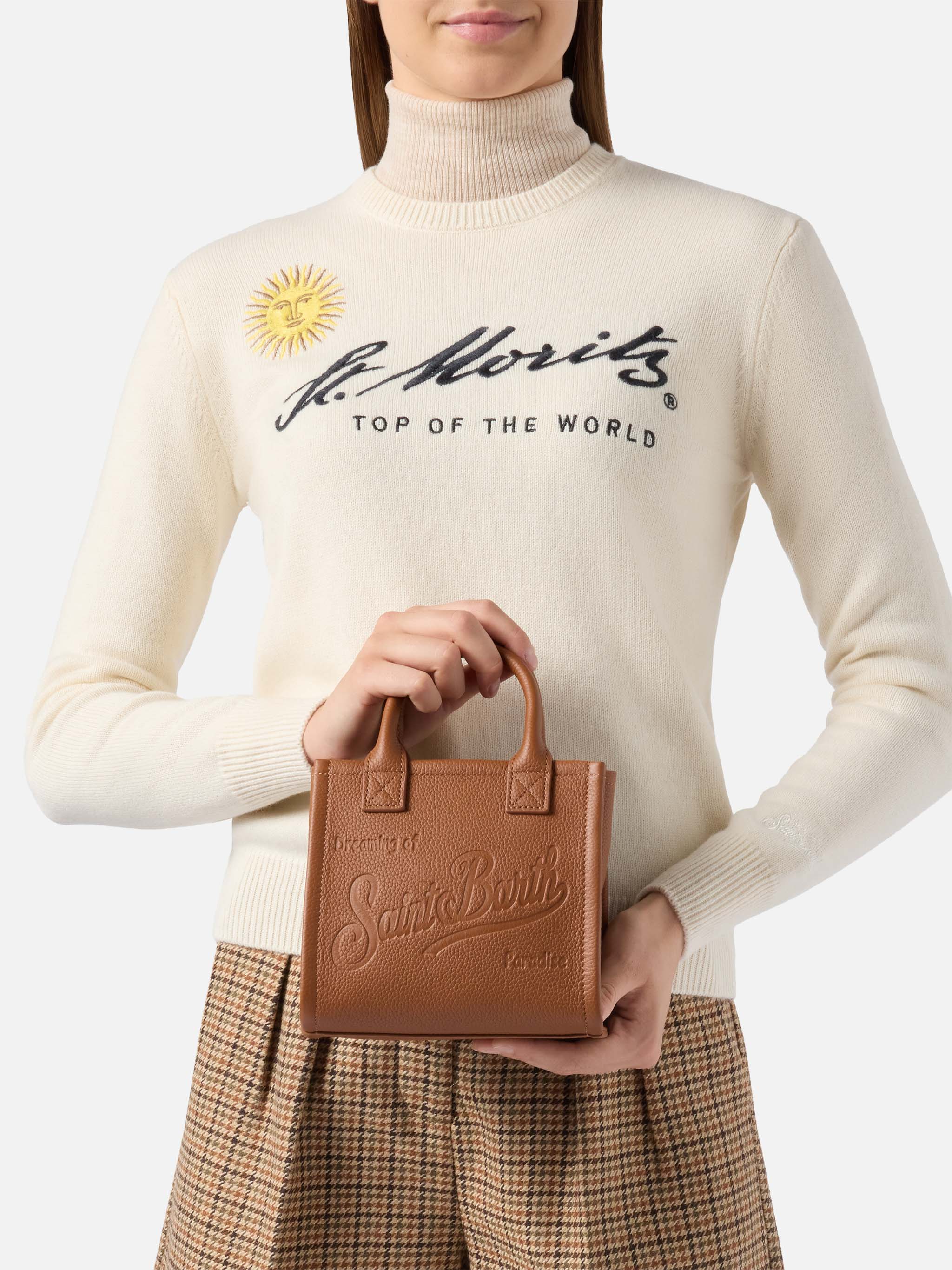 Vanity Bag Mini Shoulder Bag in camel hammered leather - Image 2