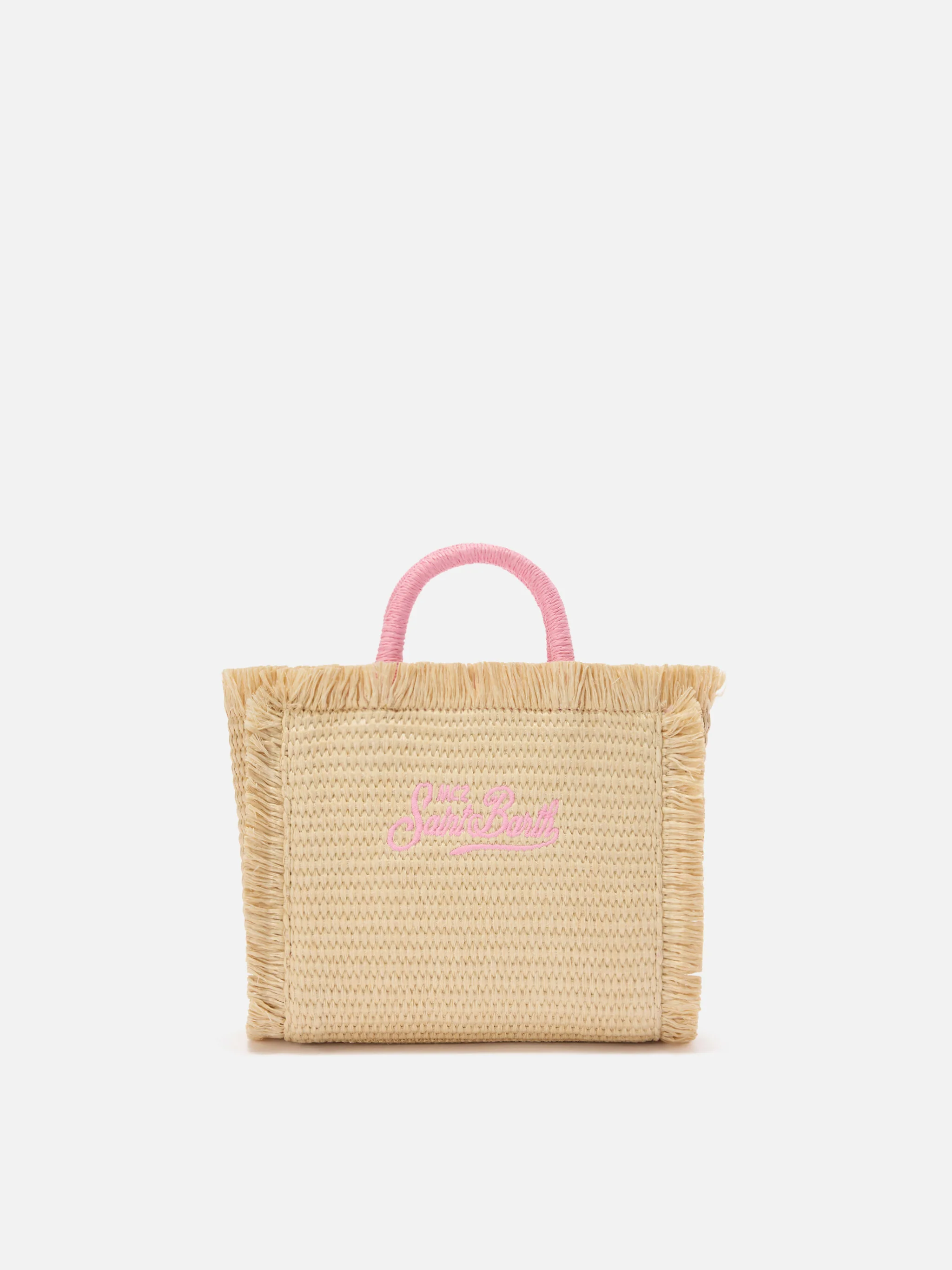 Vanity mini straw effect bag with embroidered logo - Image 4