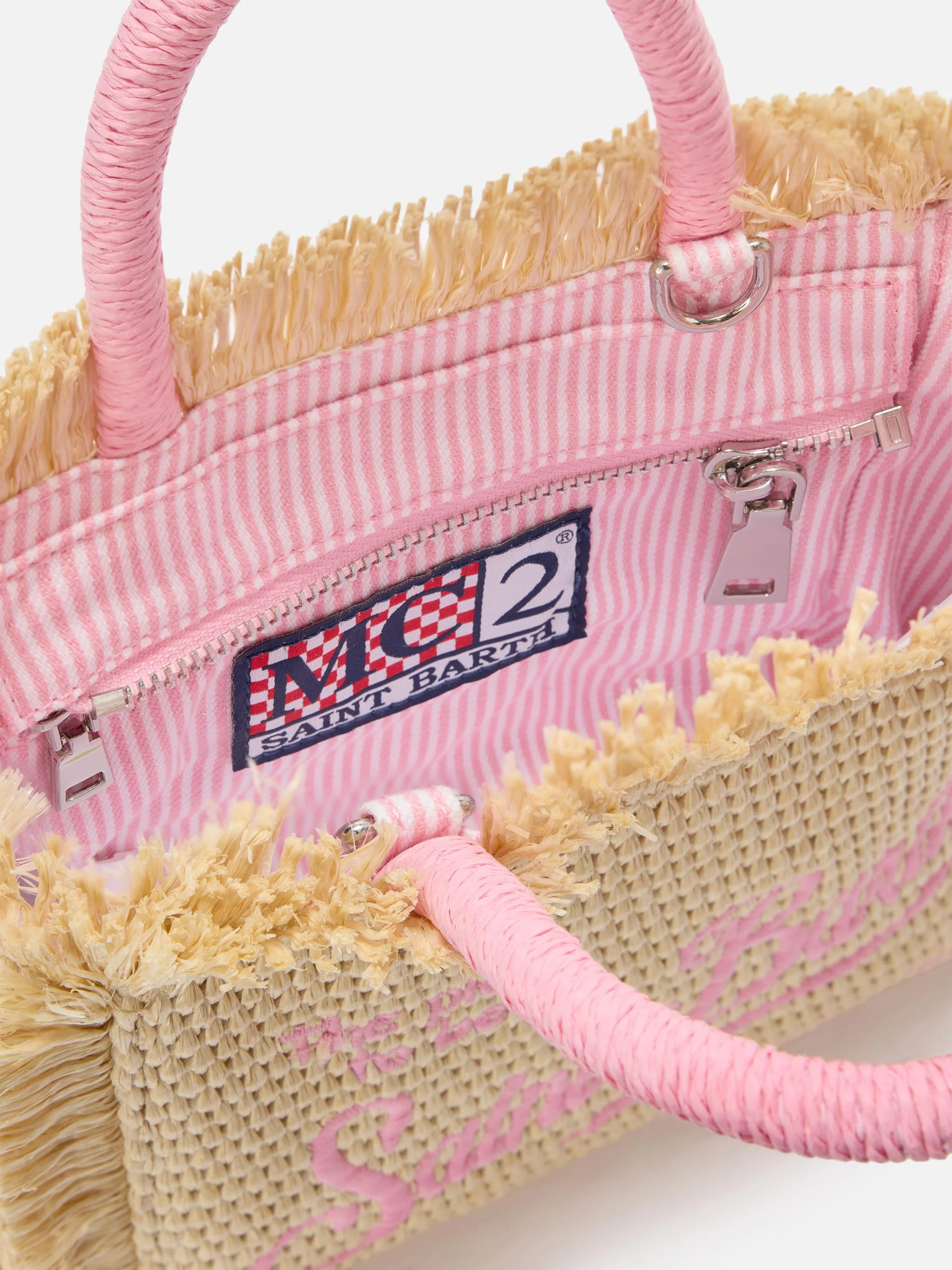 Vanity mini straw effect bag with embroidered logo - Image 5