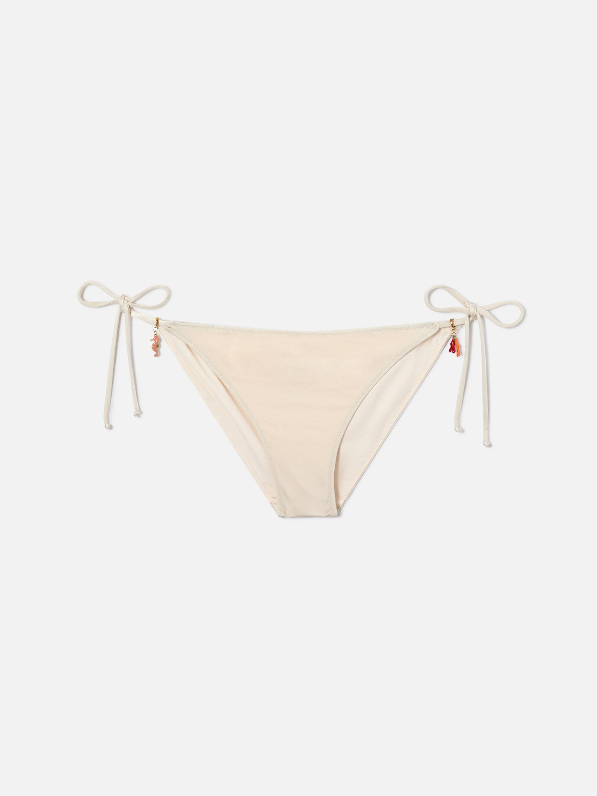 Virgo classic bikini bottoms in solid cream shiny stretch fabric