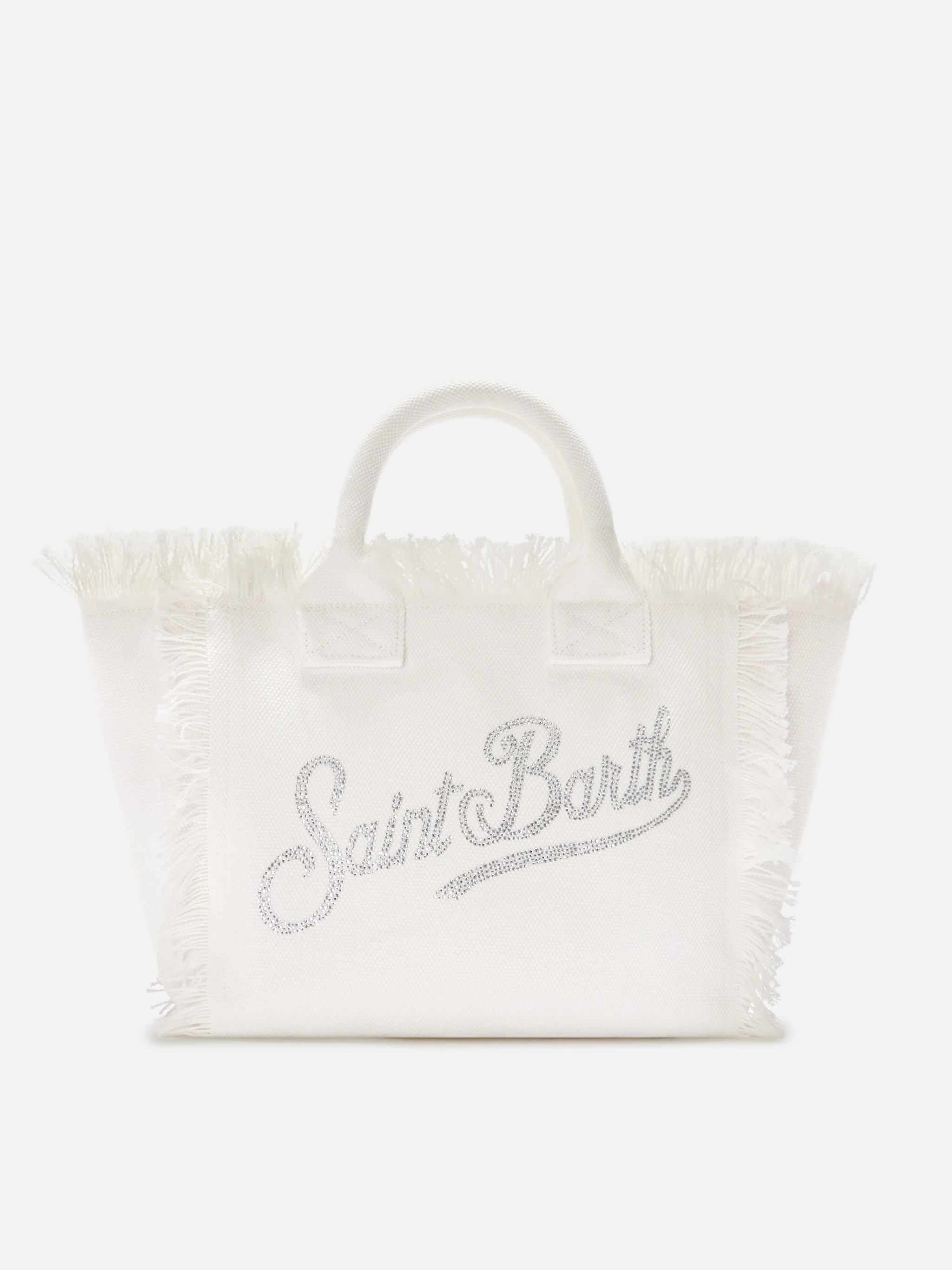 White canvas Colette bag with rhinestone logo