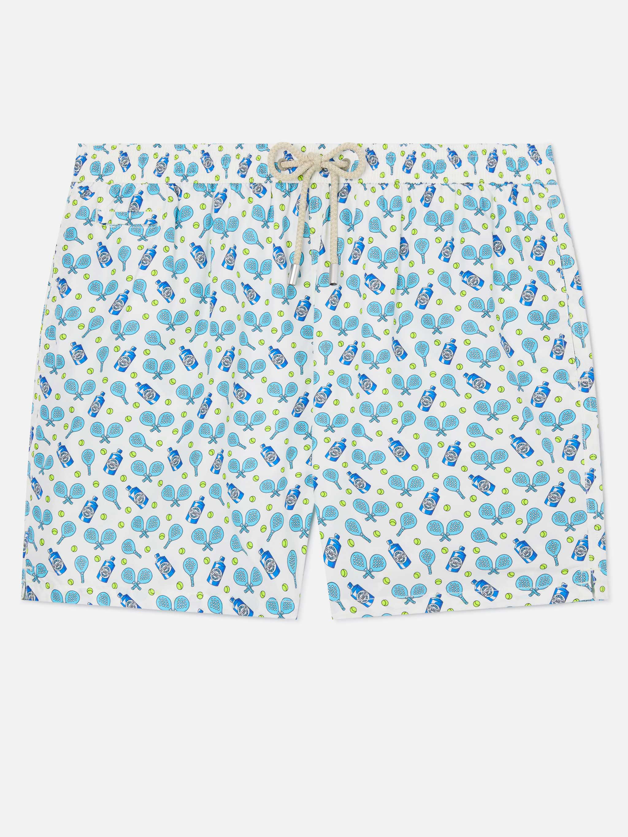 White Lighting Micro swim shorts with padel and gin all-over print