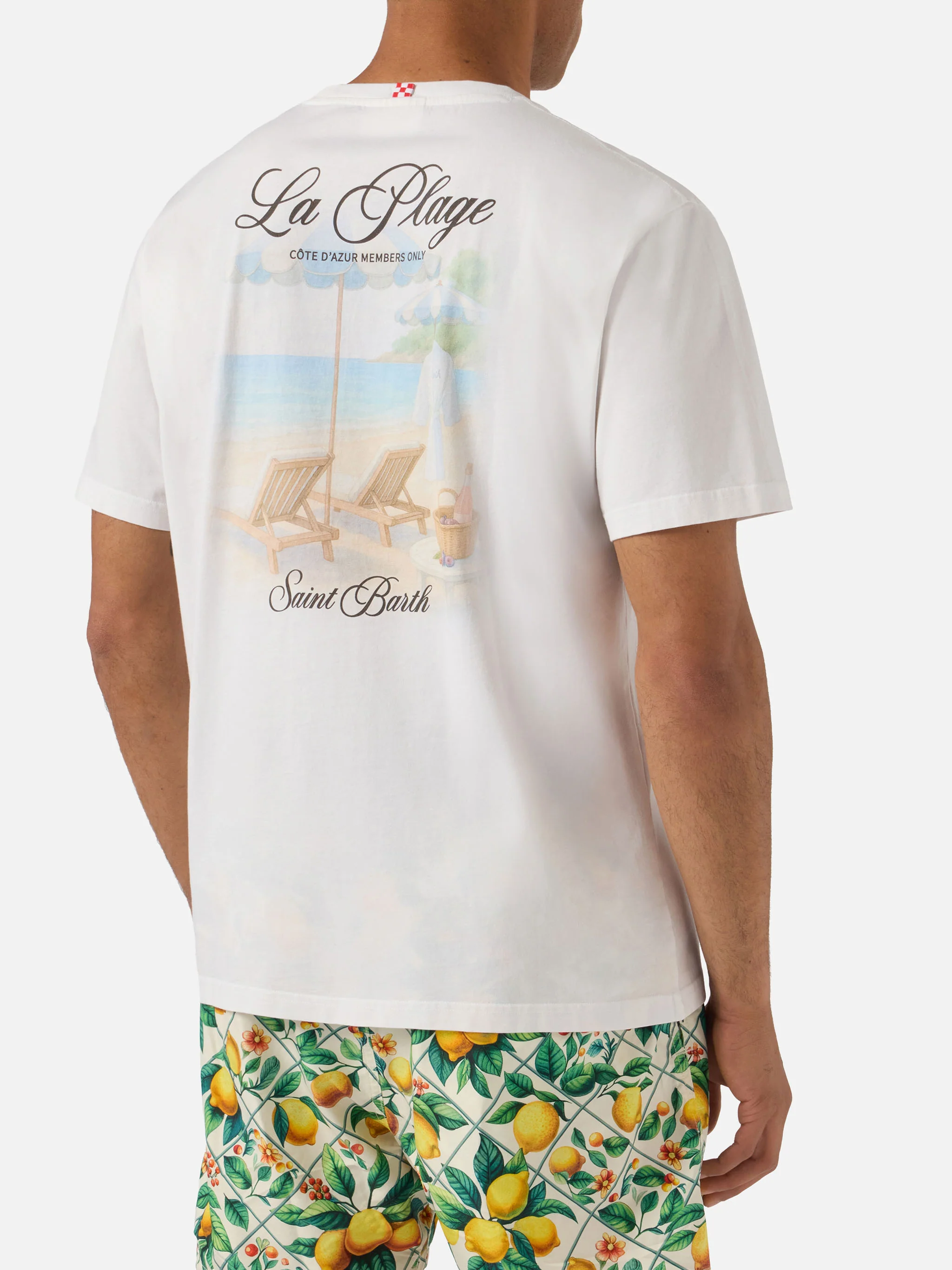 White Portland t-shirt with La Plage print - Image 4