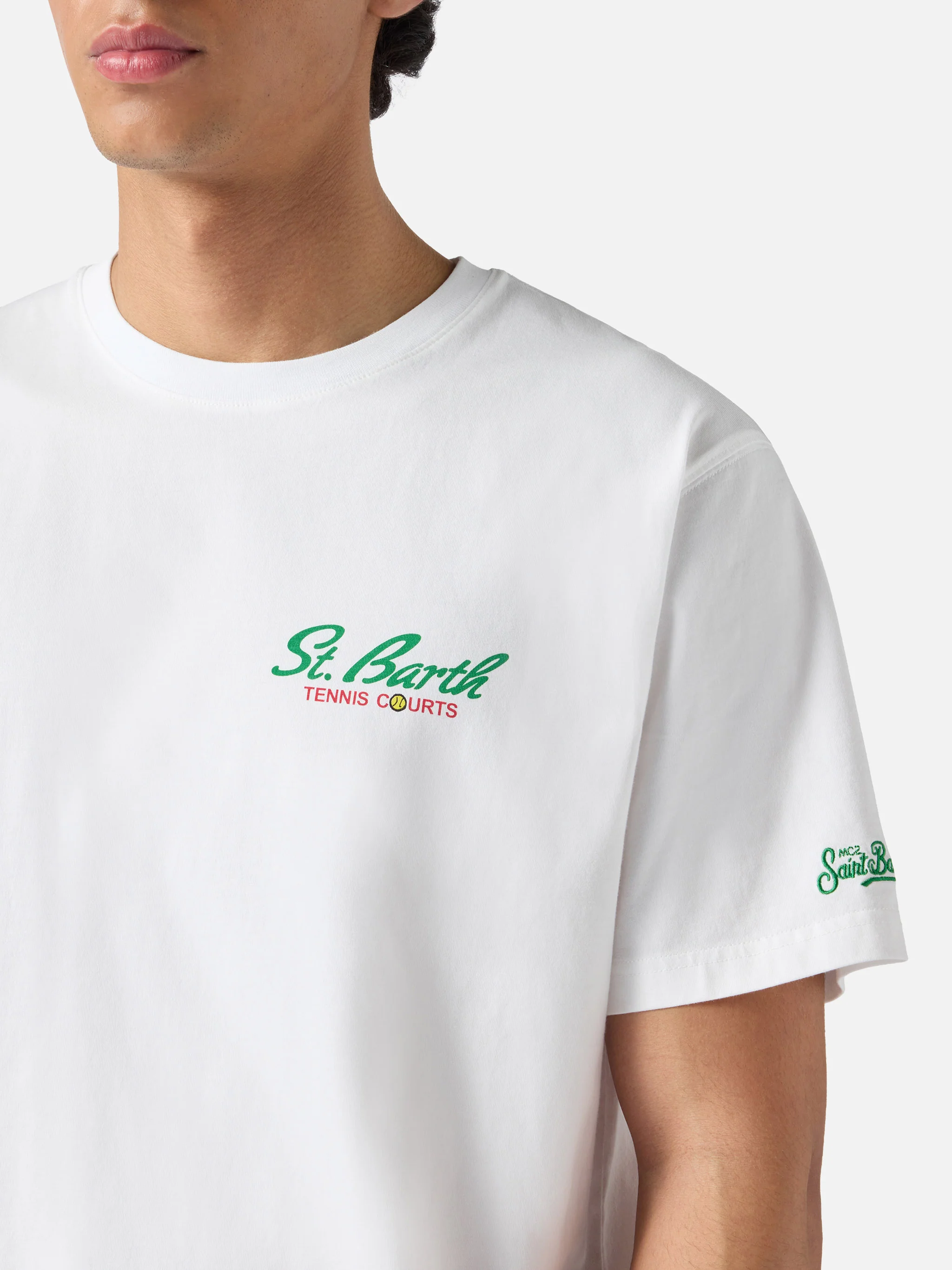 White Portland t-shirt with Snoopy Tennis Court illustration | Special Edition - Image 2