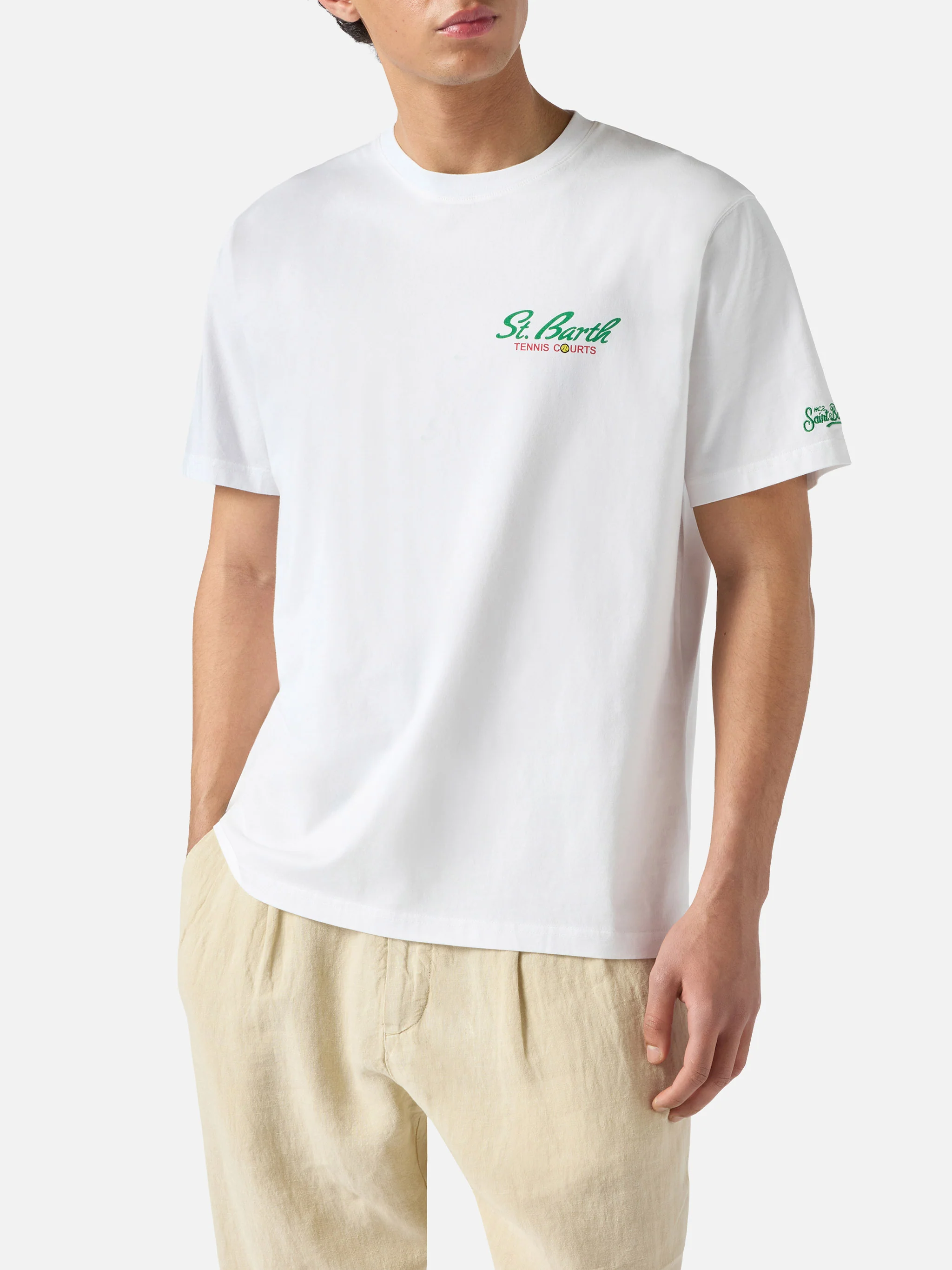 White Portland t-shirt with Snoopy Tennis Court illustration | Special Edition - Image 3