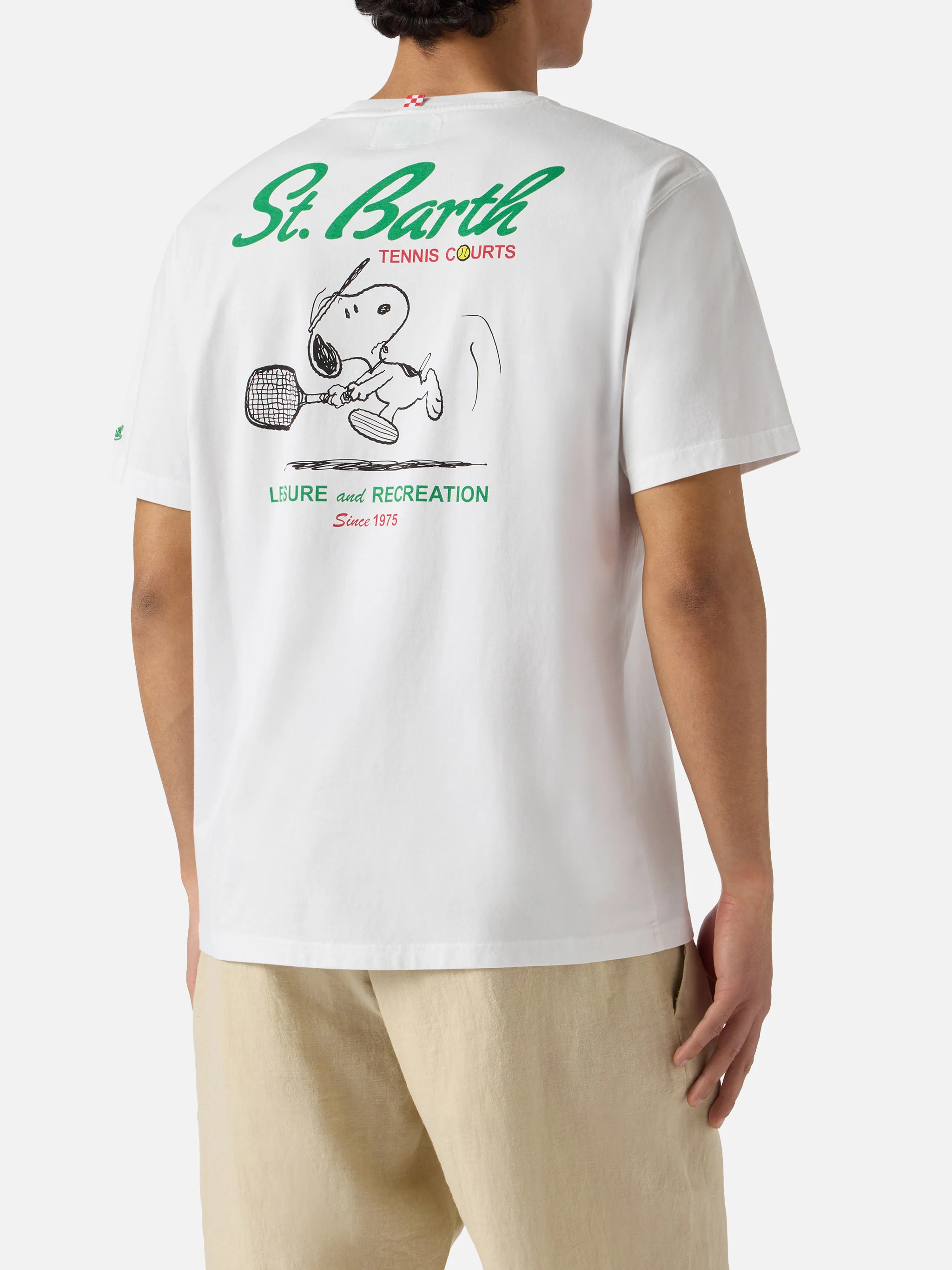 White Portland t-shirt with Snoopy Tennis Court illustration | Special Edition - Image 4