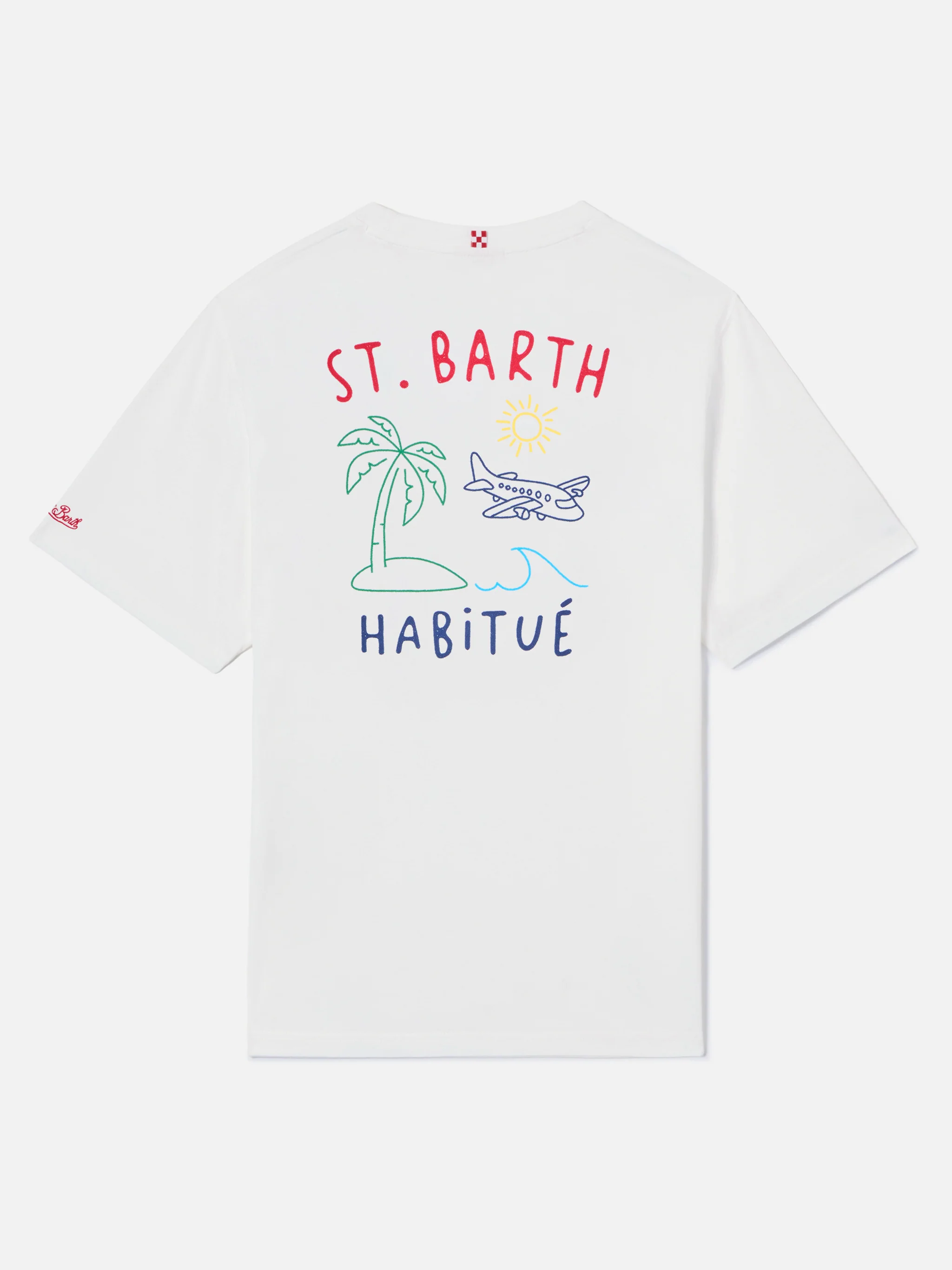White Portland t-shirt with St. Barth Habitué embroidery