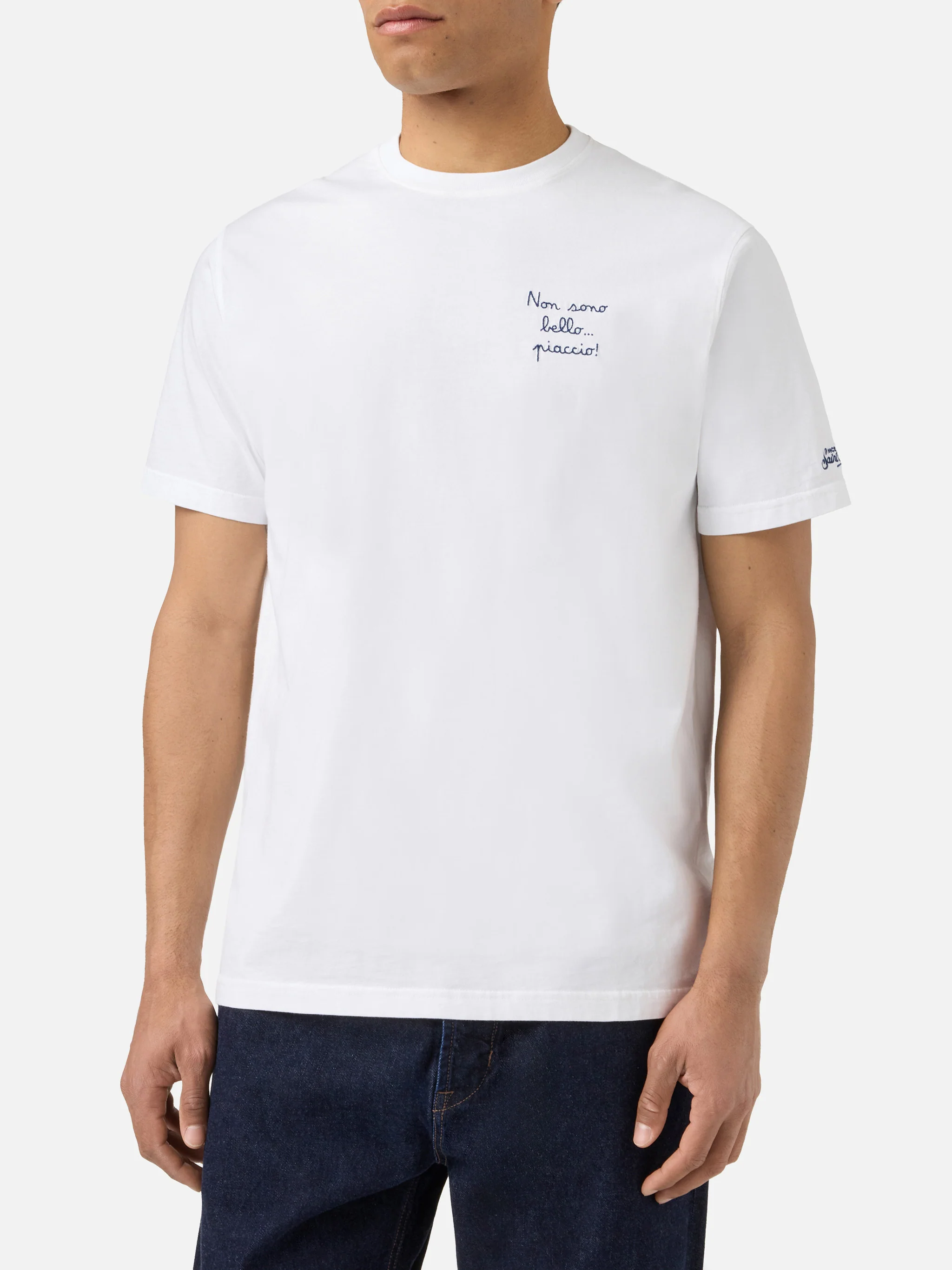 White Portofino T-shirt with Non Sono Bello Piaccio! embroidery - Image 2