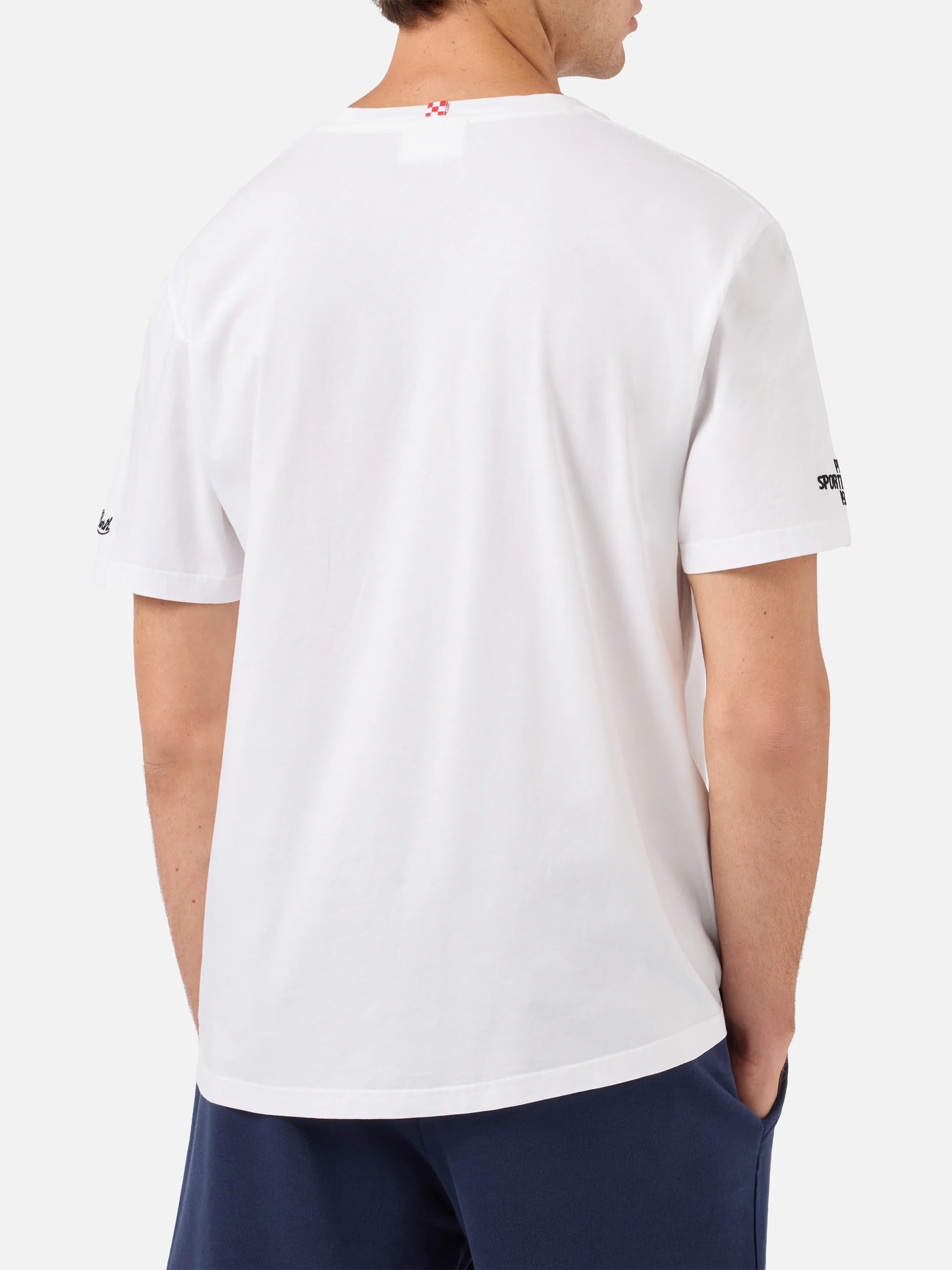 White Portofino T-shirt with Pisa SC Dalla Cittadella fino al mar embroidery | PISA SC SPECIAL EDITION - Image 4