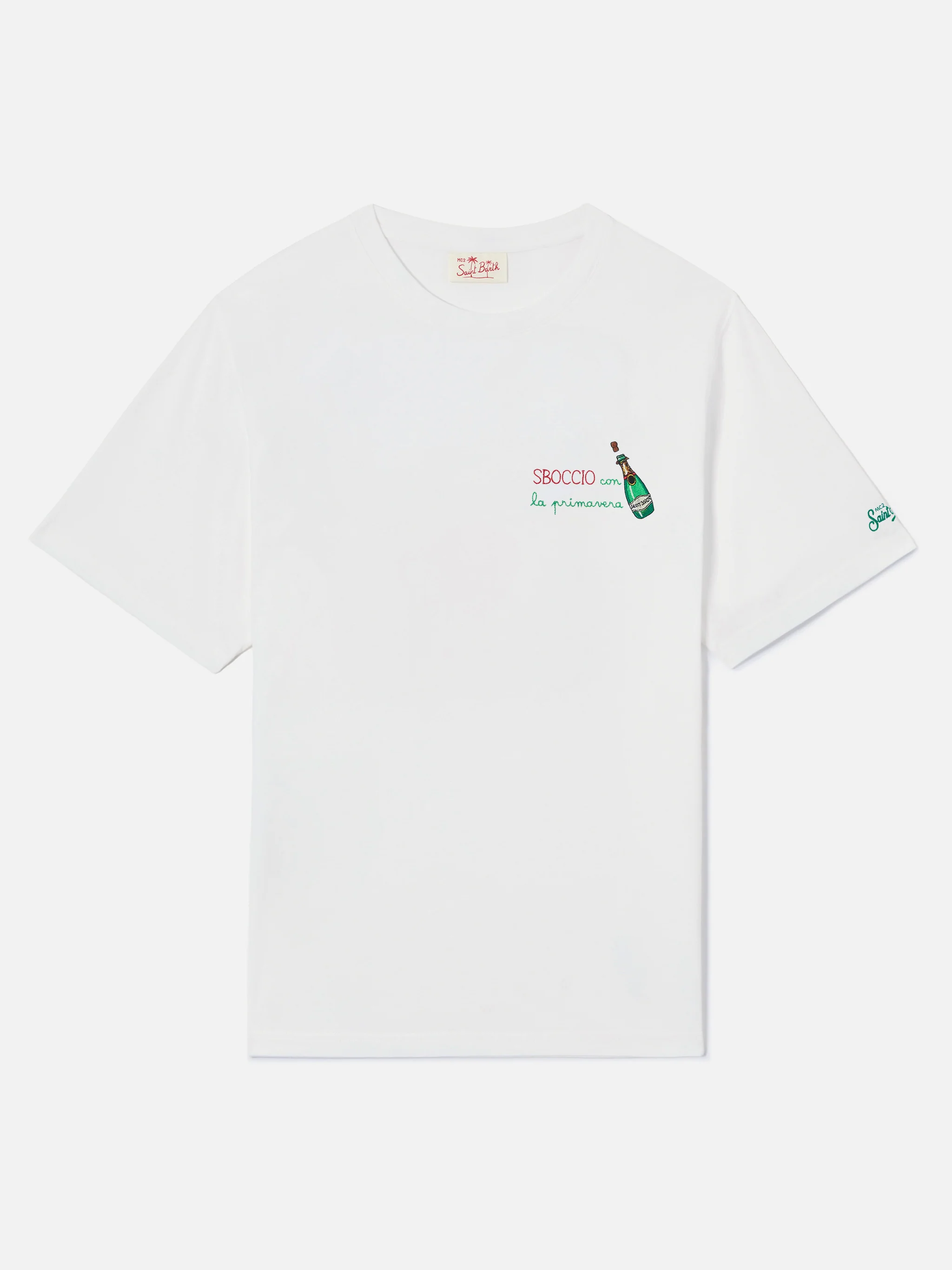 White Portofino T-shirt with Sboccio Con La Primavera embroidery - Image 5