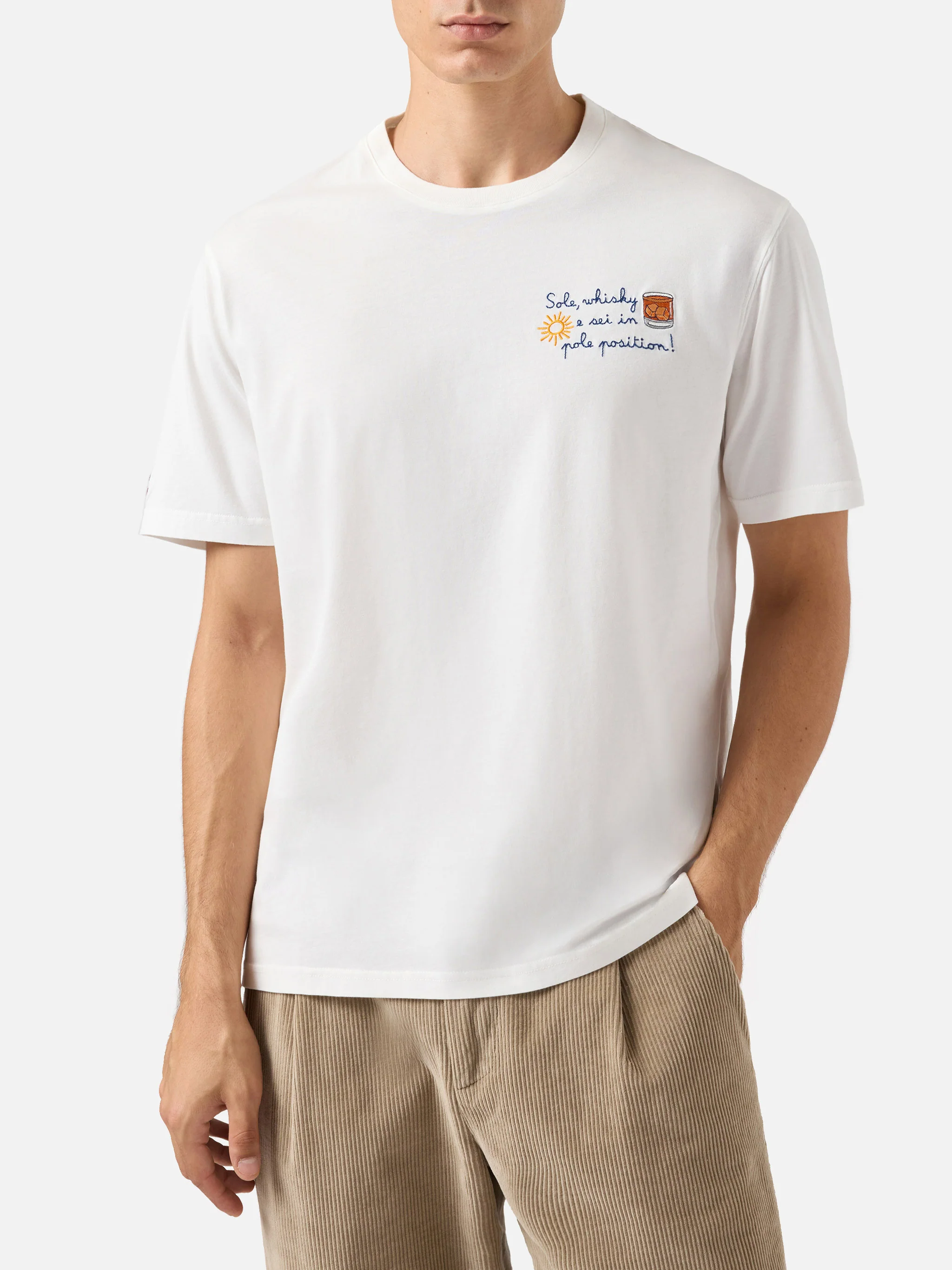 Winter cotton t-shirt Arnott Warm with Sole whisky e sei in pole position! embroidery | VACANZE DI NATALE SPECIAL EDITION - Image 2