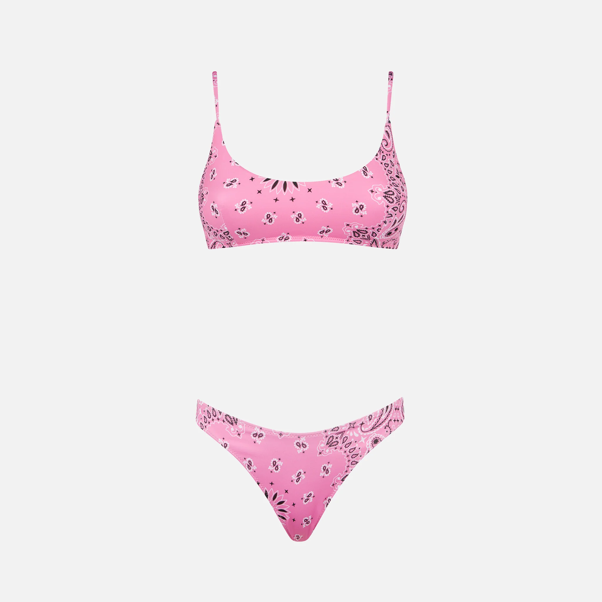 Woman bralette bikini with pink bandanna print - Image 4
