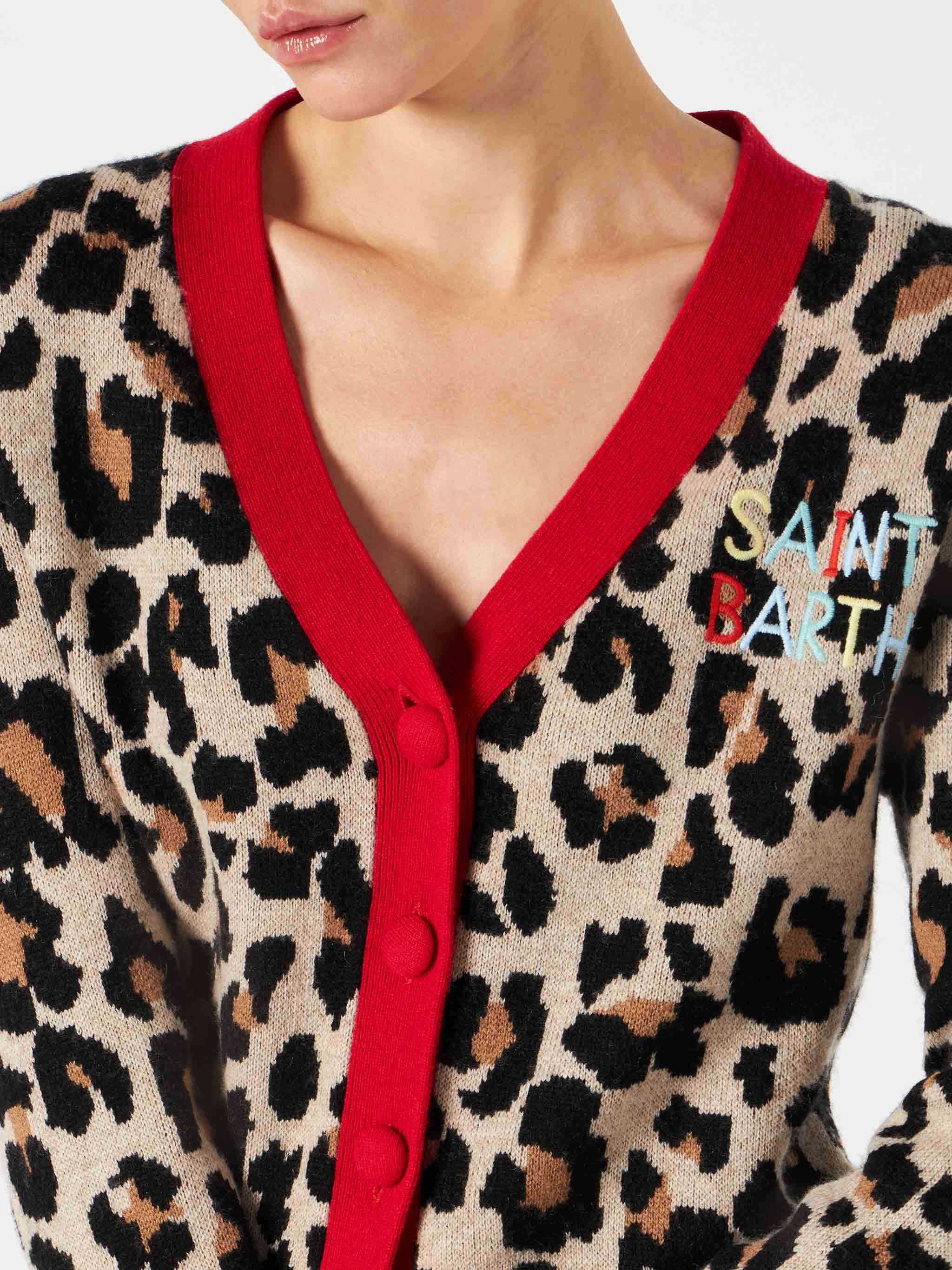 Woman cropped cardigan with Saint Barth embroidery - Image 2