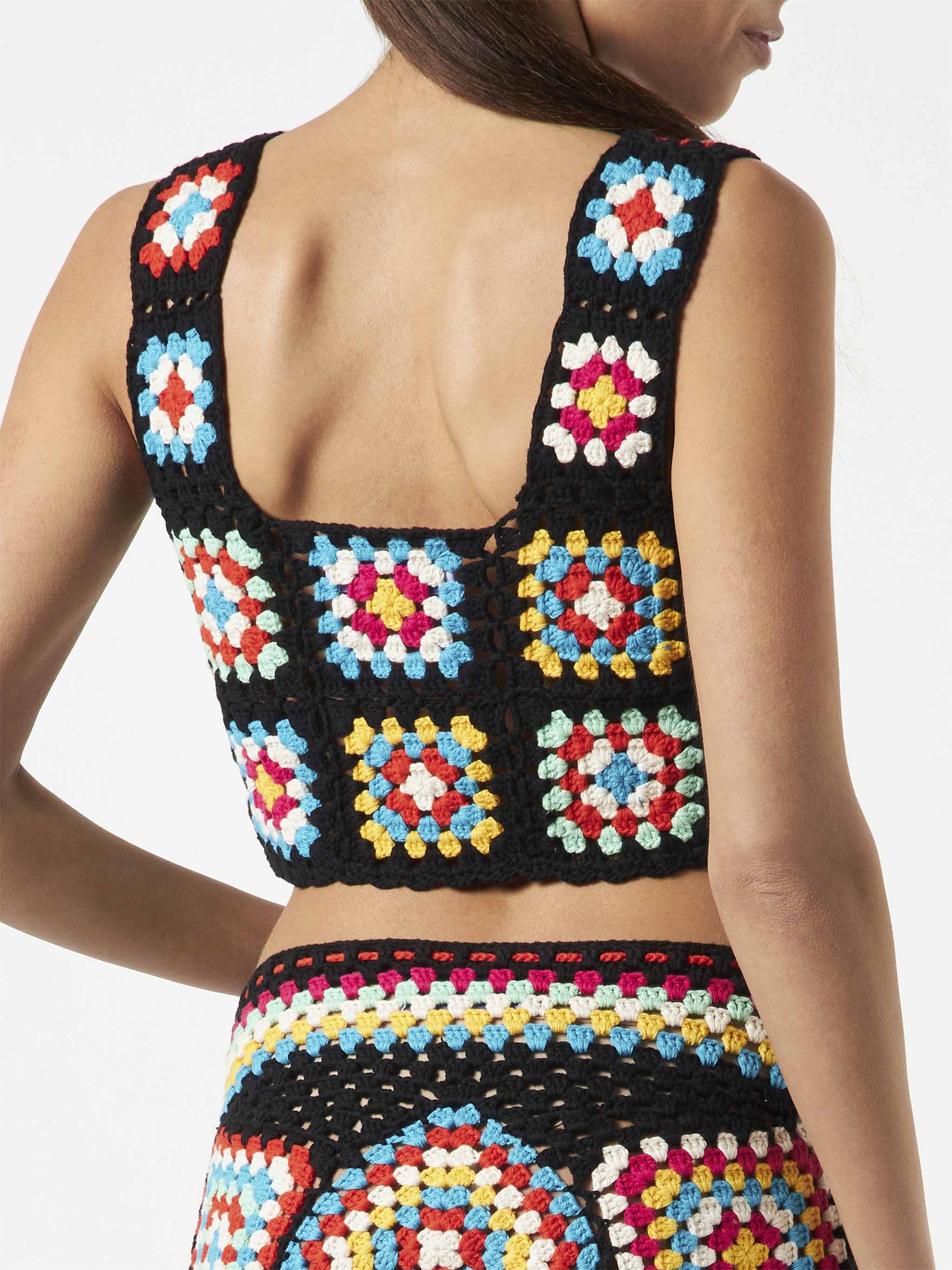 Multicolor crochet Halima top on black base - Image 3