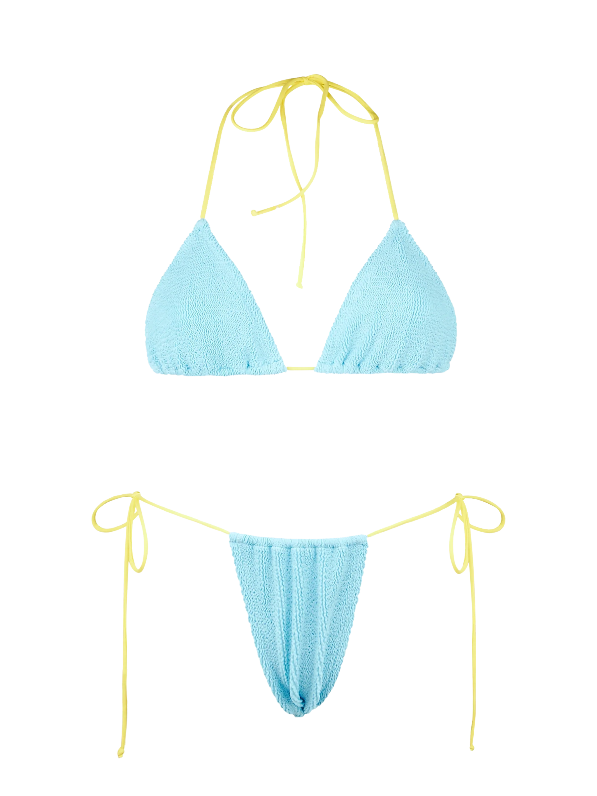 Light blue crinkle Leontine bikini with piping | Special Edition
