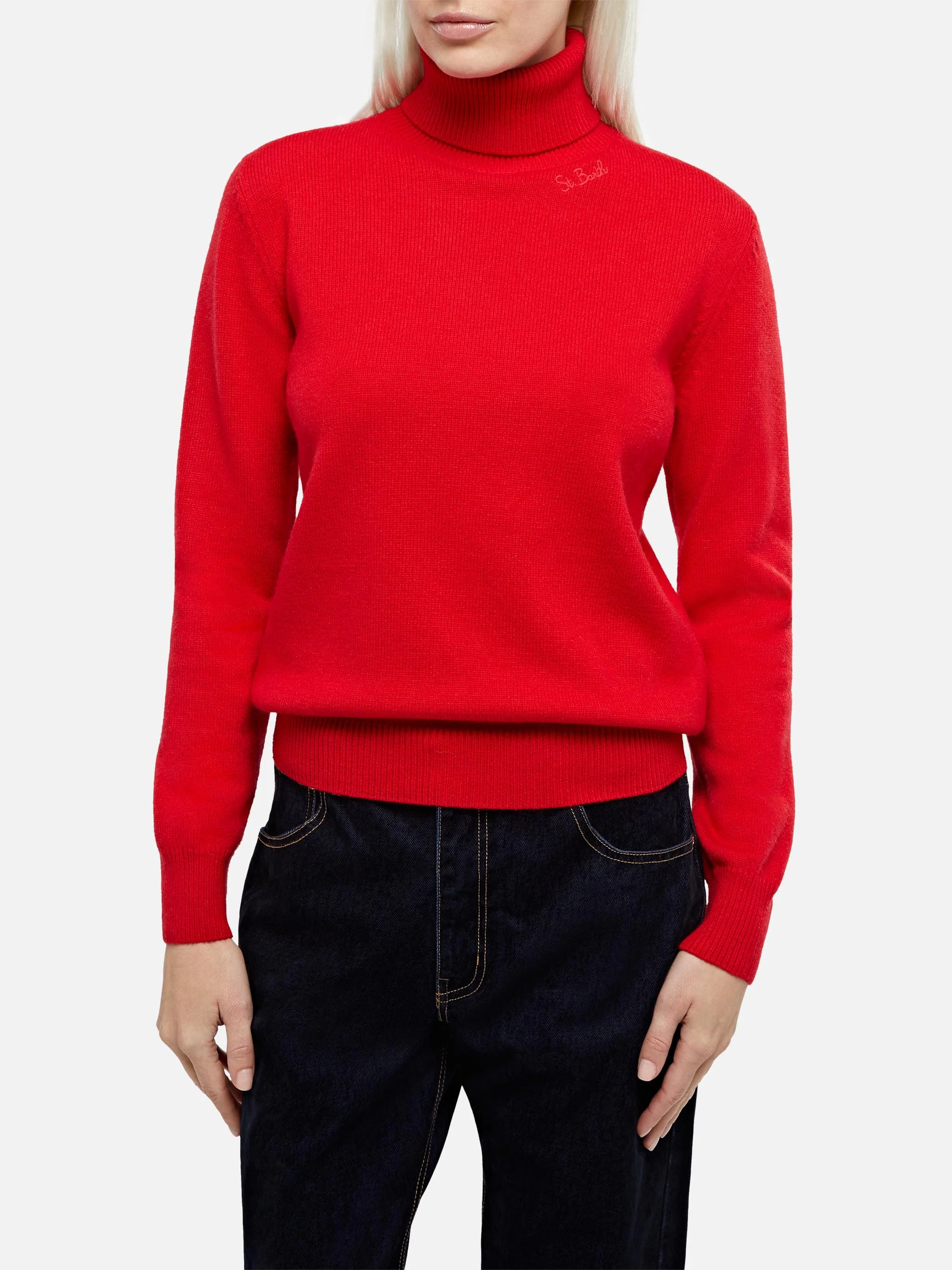Red turtleneck Moody in BLENDED CASHMERE