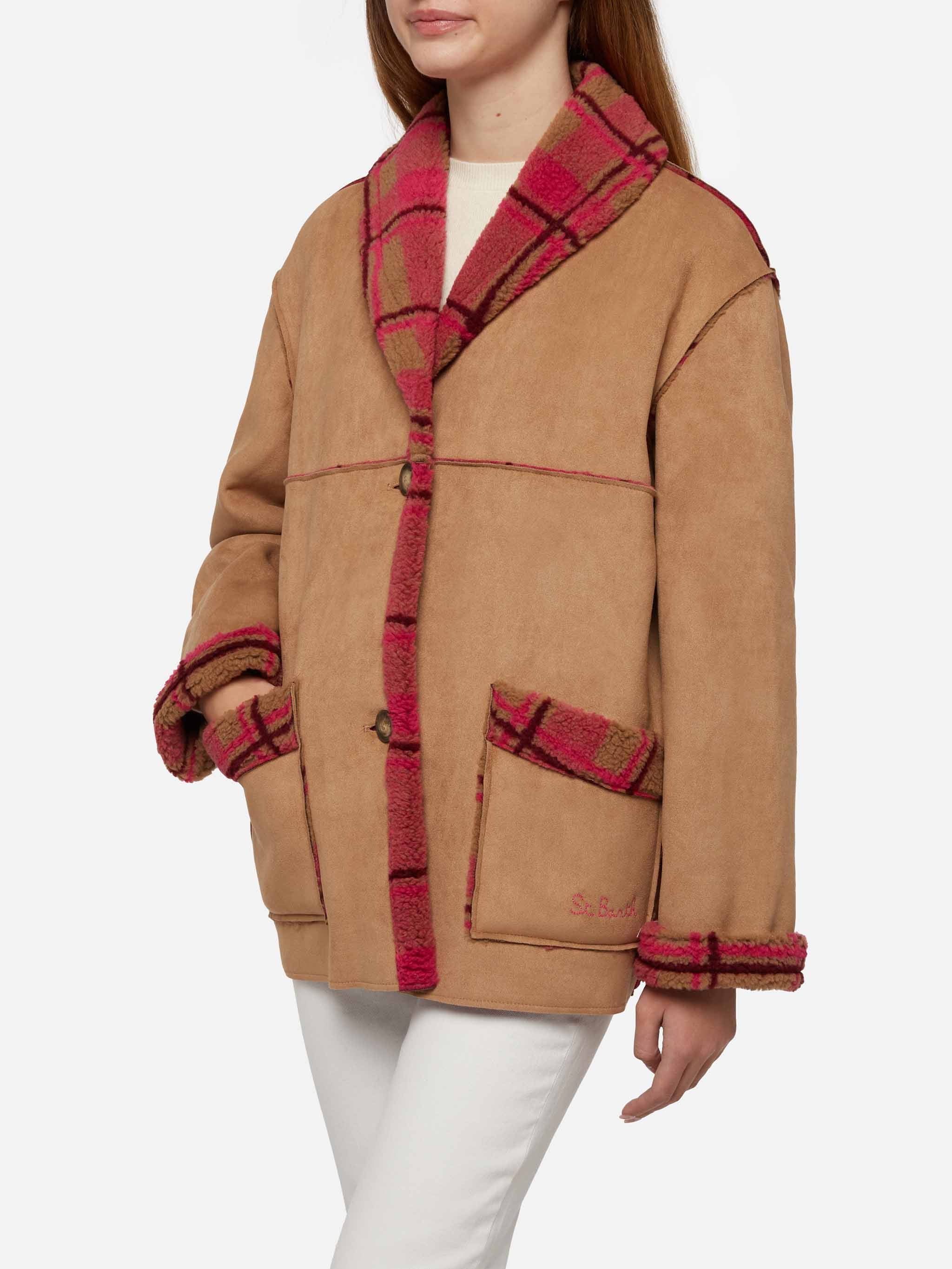 Dorys reversible shearling effect tartan jacket