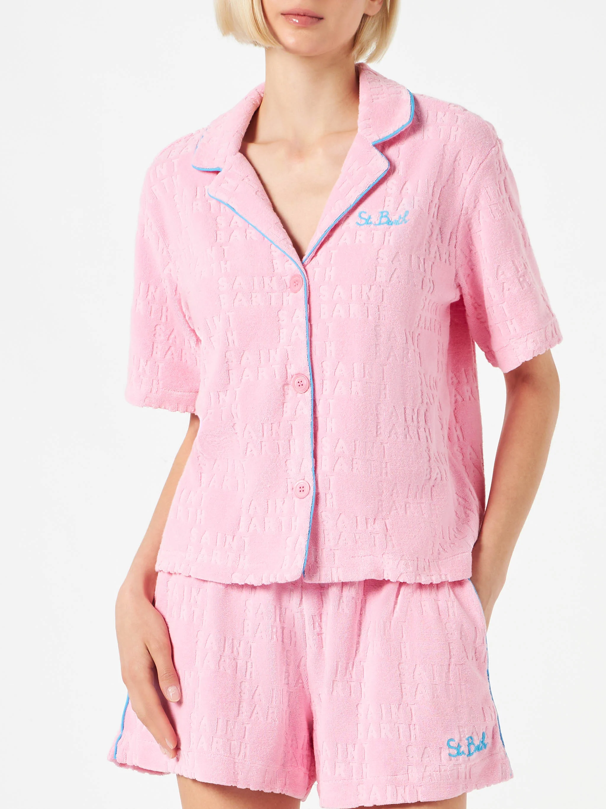 Whale terry cotton shirt with piping